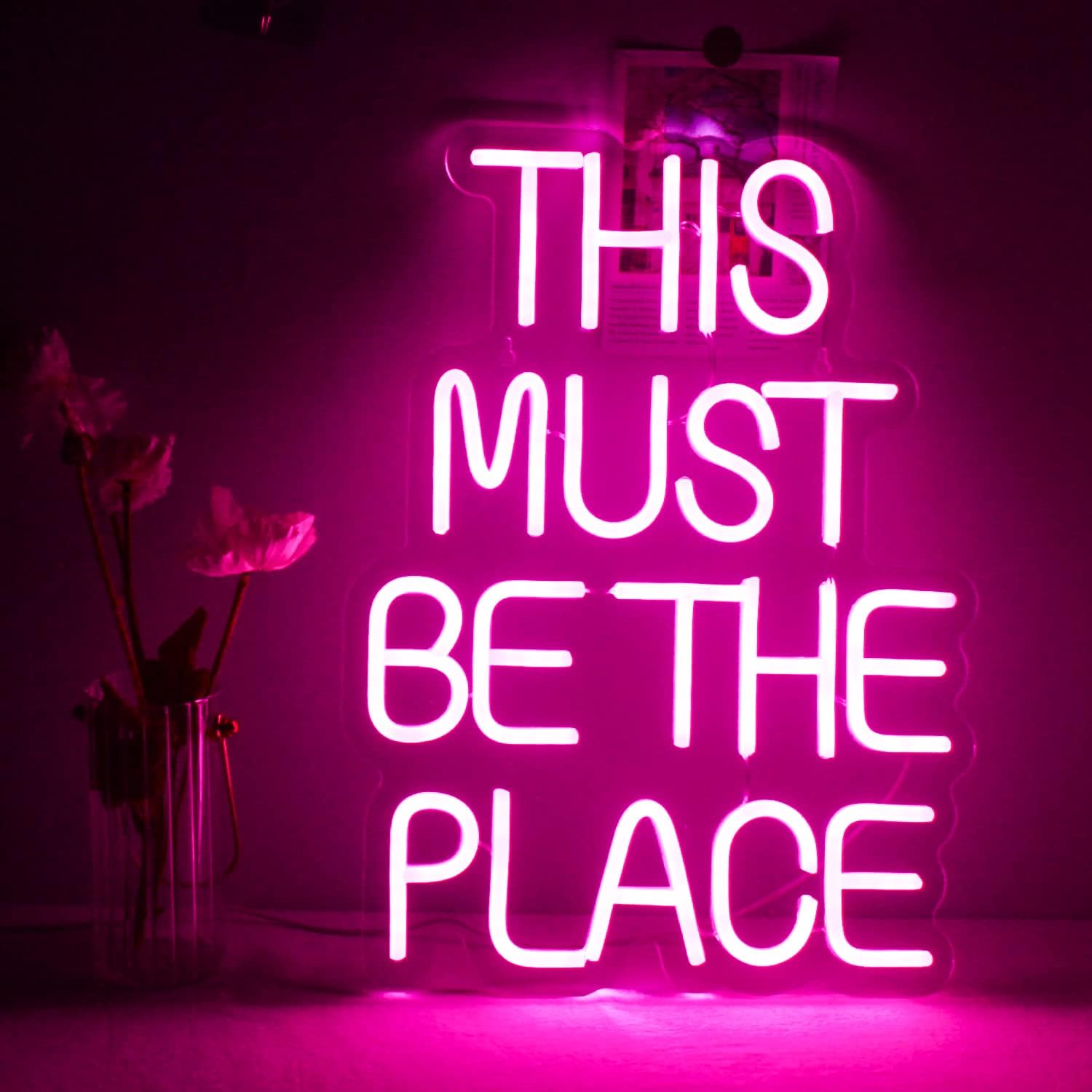 This Must Be The Place Neonlicht Für Wanddekoration, Rosa Schriftzug Neon Light, Led Neon schild mit USB-betrieben Für Schlafzimmer, Spielzimmer, Party, Hochzeit