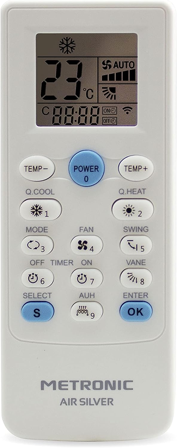 Metronic 495348 Universal-Fernbedienung für Klimaanlage, Universal-Fernbedienung, automatische oder Modellsuche, Timer, 5 Betriebsmodi