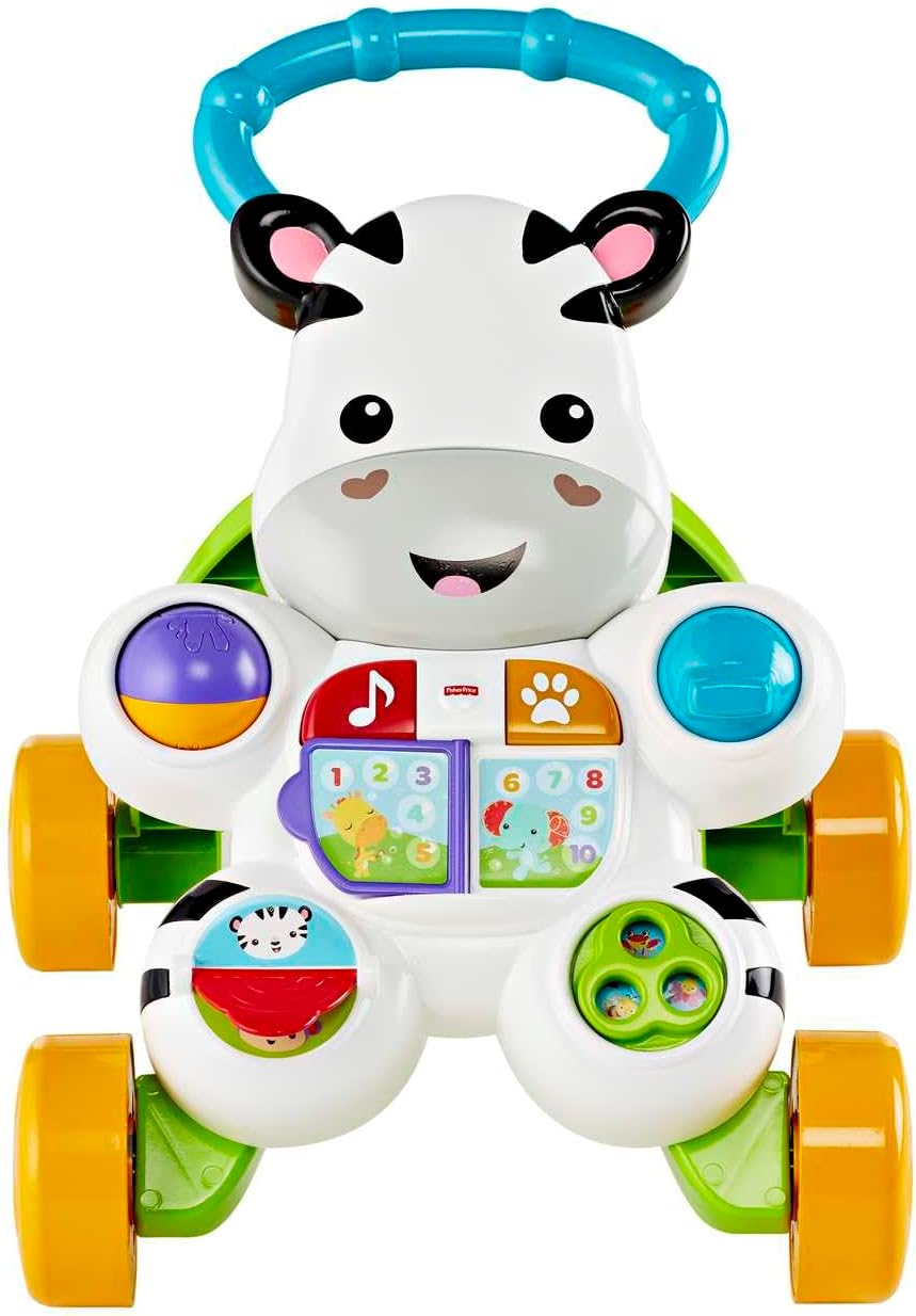 Fisher-Price GXC34 - Lern mit mir - Zebra Lauflernwagen, musikalisches Aktivitäts- und Gehspielzeug mit Lerninhalten, ab 6 Monaten (spanische Version)