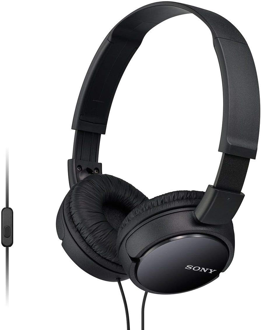 Sony MDR-ZX110AP faltbarer Bügelkopfhörer mit Headsetfunktion, schwarz, 25