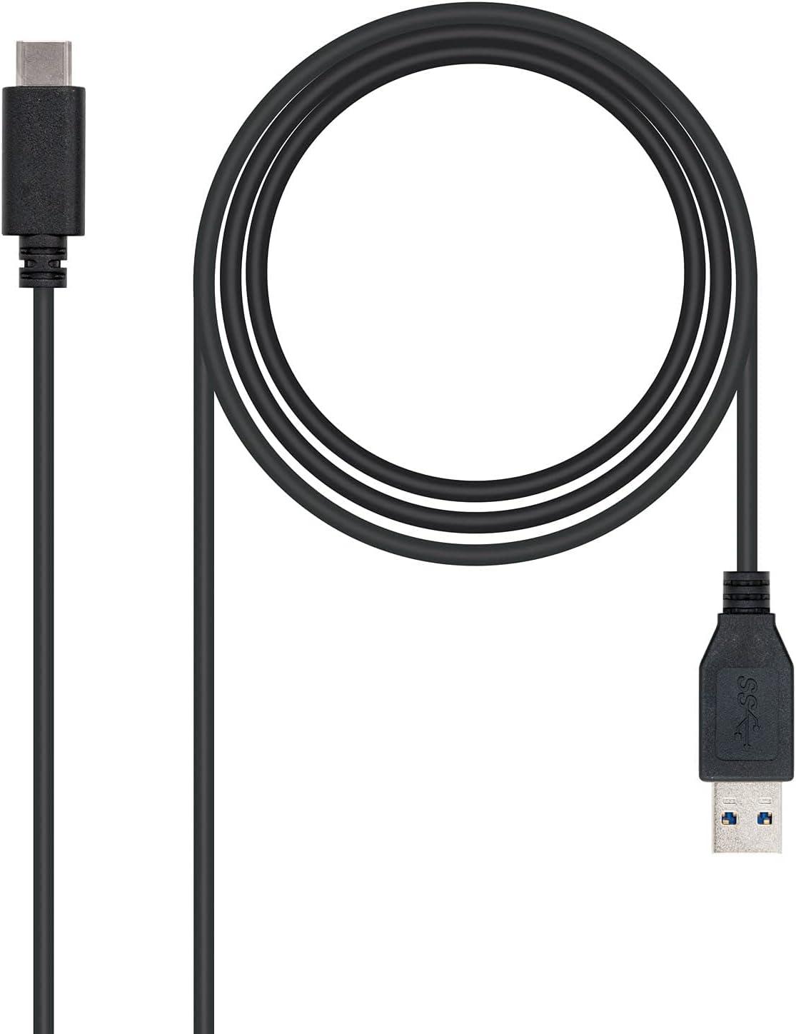 NANOCABLE 10.01.4001 - Cable 3A USB-C a USB 3.1, Uso Principal moviles, Tables, Velocidad de Transferencia hasta 10Gbps, hasta 3 Amperios de Carga, Gen2, Macho-Macho, Tipo UC/M-A/M, Negro, 1 MTS