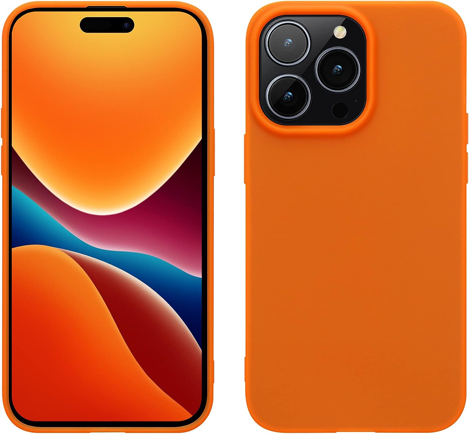 kwmobile Hülle für das iPhone 14 Pro Hülle - weiche und schlanke TPU Silikon Handyhülle - stoßabsorbierendes Flexibles Case - kabelloses Laden - Neon Orange