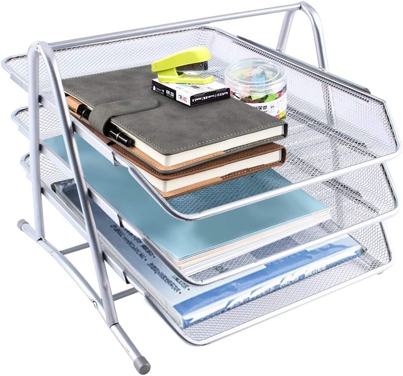 Briefablage, 3 fächer Briefablage Organizer, Ablagefächer für Unterlagen Stapelbare Papiersortierer für A4 Dokumente, für Zuhause Büro Schule 36x31x26.5cm