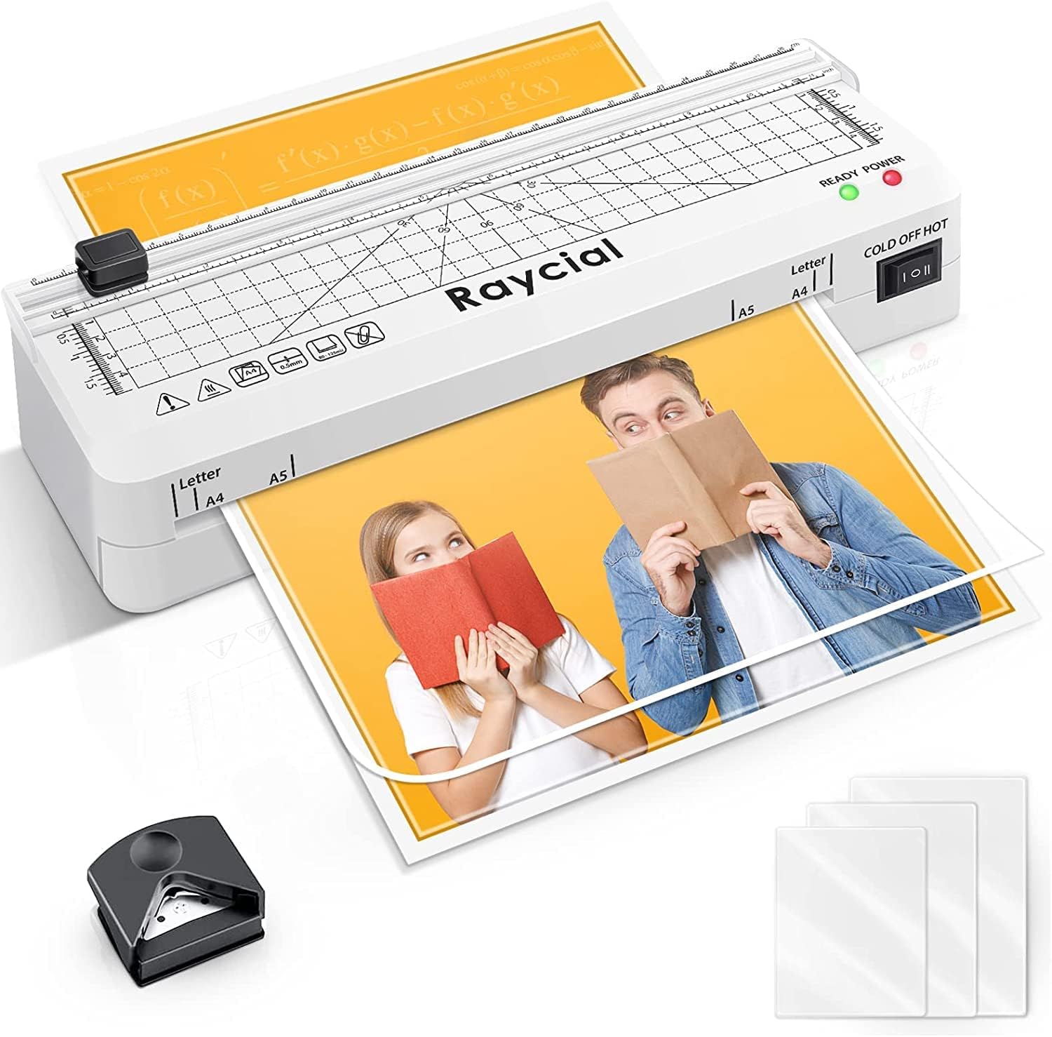 Laminiergerät A4 mit Laminierfolien 30 Stück, 70 Sek Aufwärmen Heiß- und Kaltlaminieren Laminiergeräte Testsieger, Laminator für Laminiertaschen mit Papierschneider und Eckenabrunder