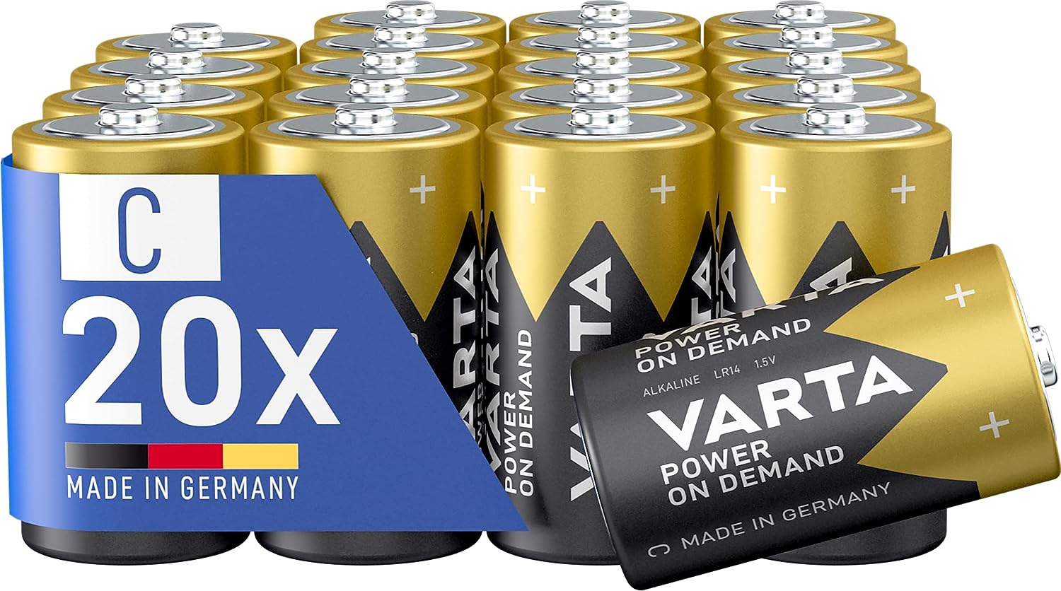 VARTA Batterien C Baby, 20 Stück, Power on Demand, Alkaline, Vorratspack, smart, flexibel, leistungsstark, ideal für Computerzubehör, Smart Home Geräte, Made in Germany [Exklusiv bei Amazon]