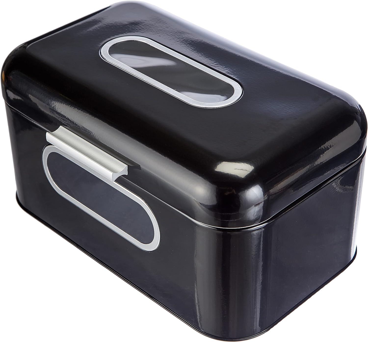 Echtwerk Brotkasten, Retro-Brotbox aus Metall mit Sichtfenster, Platzsparende Aufbewahrungsbox, Brotkorb mit Deckel, “small“, schwarz, 30 x 20 x 16.5 cm