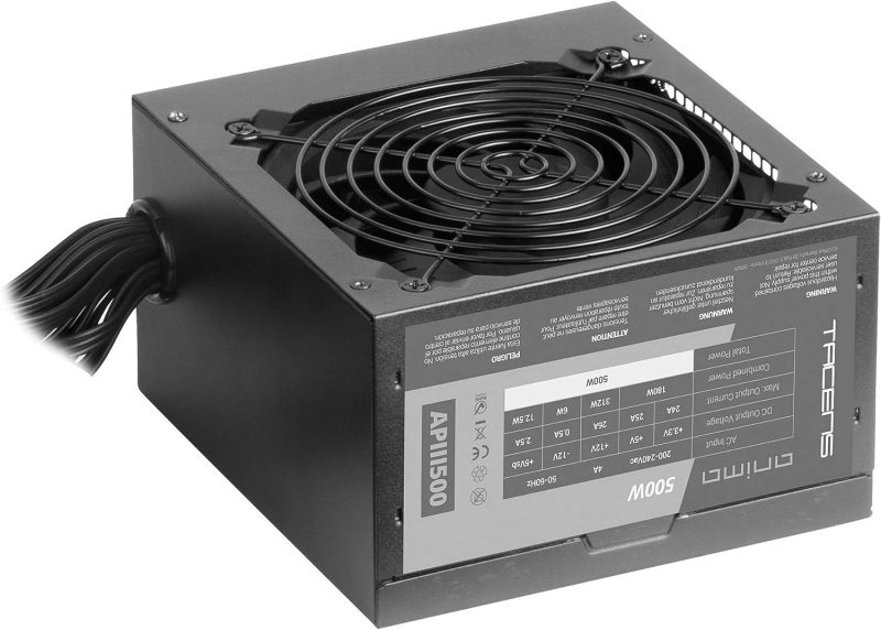 Tacens Anima APIII500, Netzteil PC ATX 500W, SMD Technologie 85% Bronze 12V, Ultra-leiser 12cm Lüfter, Schwarz