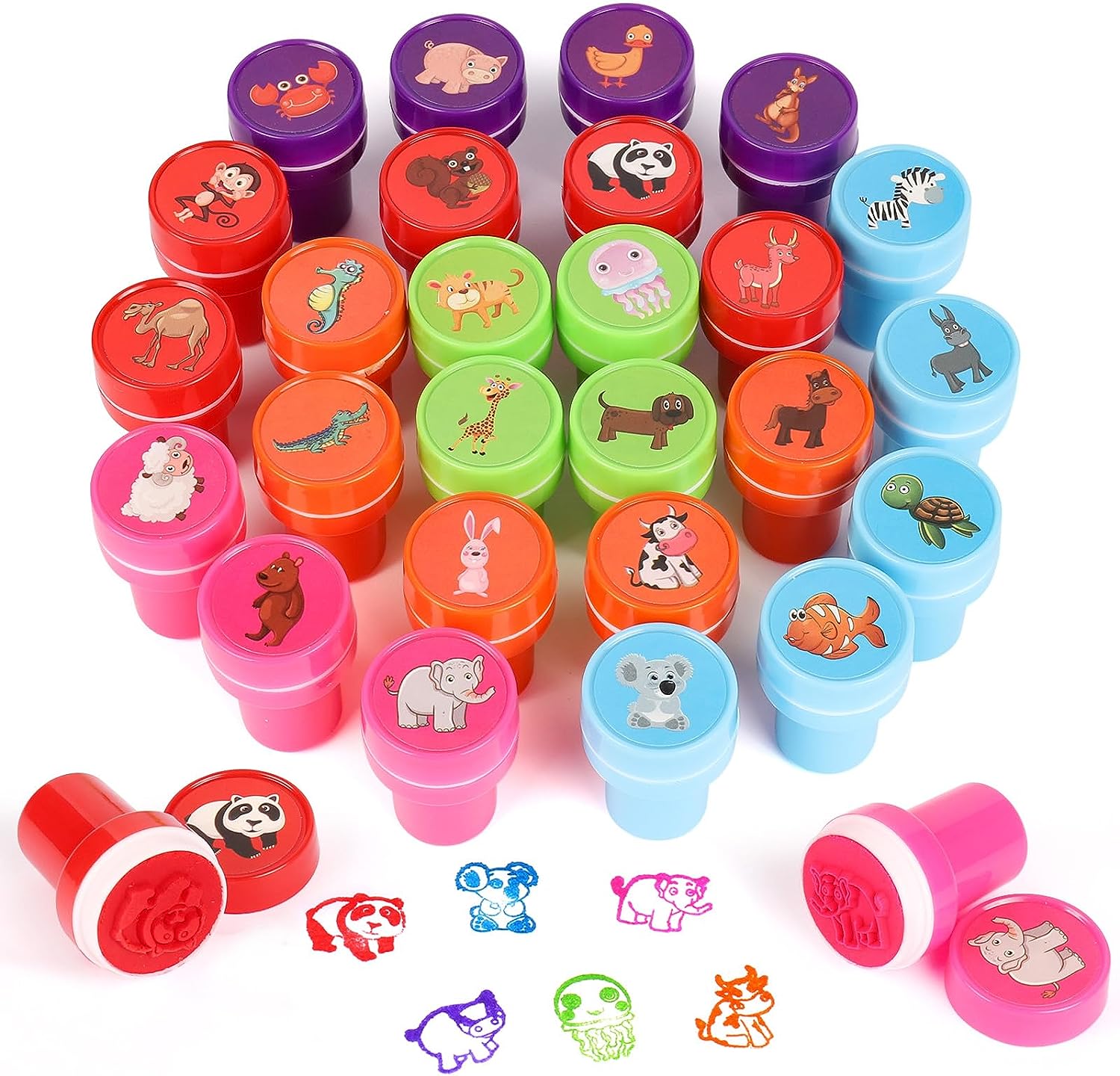 Diealles Kinder Stempel, 26 Stück Stempelset Tiere Kinderstempel,Selbstfärbend für Kinder Party Favor, Schulpreise, Geburtstagsgeschenk, Lernen Requisiten