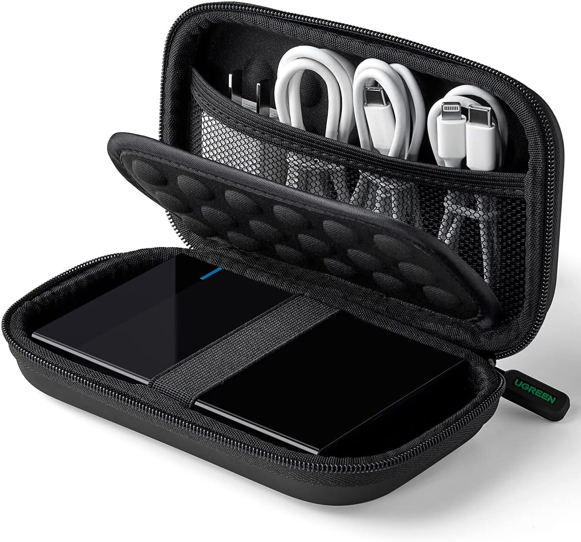 UGREEN Festplatten Tasche 2.5 Zoll Case Externe Festplattentasche Wasserdicht Eva Universal Powerbank Tasche Kabel Tasche Organizer kompatibel mit WD Elements, My Passport, Seagate, SanDisk, HDD, SSD