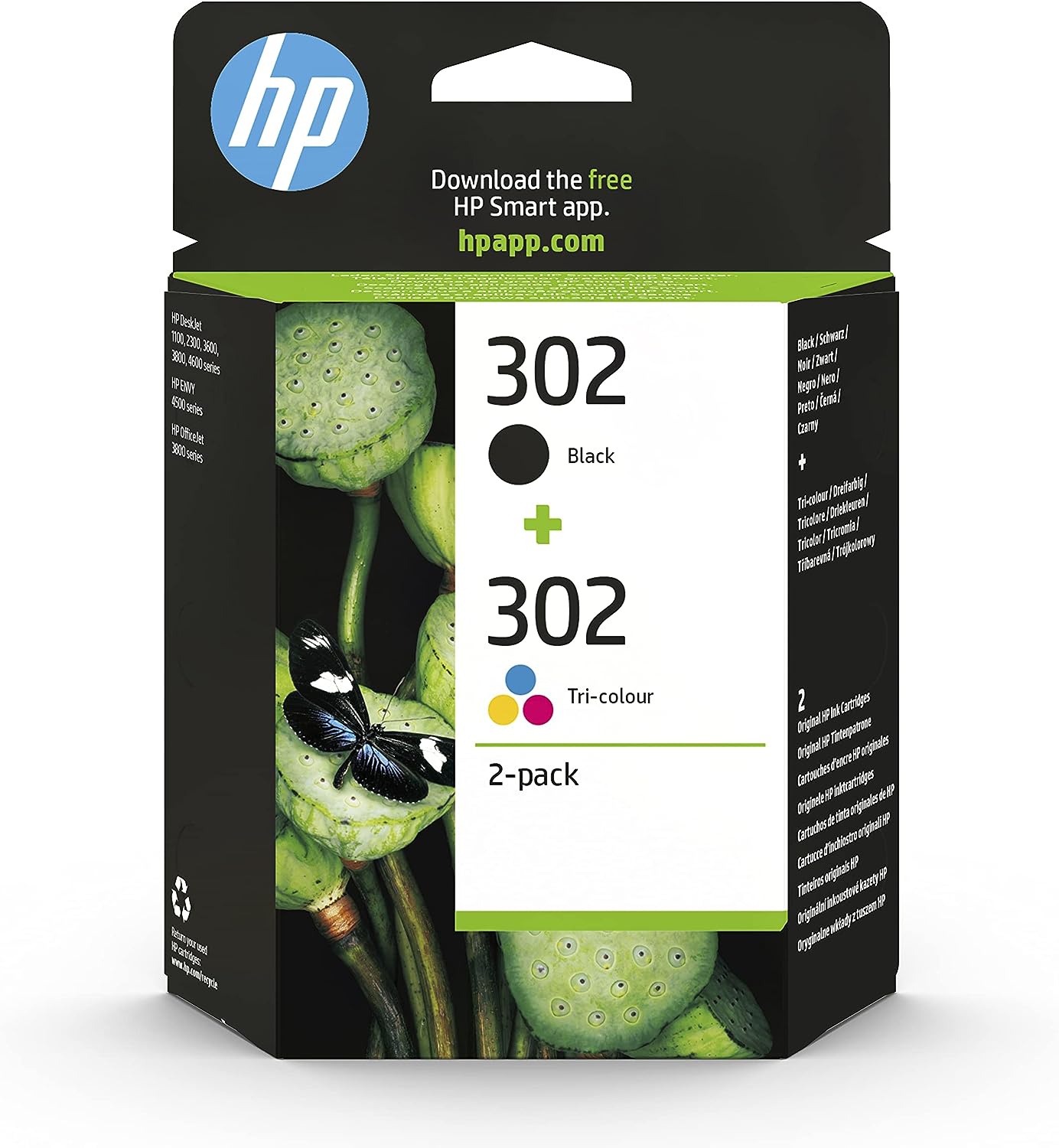 HP 302 (X4D37AE) Original Druckerpatronen, Black + Tri-color, 2er Pack für HP DeskJet 1100, 2300, 3600, 3800, 4600 series, HP ENVY 4500 series, HP OfficeJet 3800 Serie