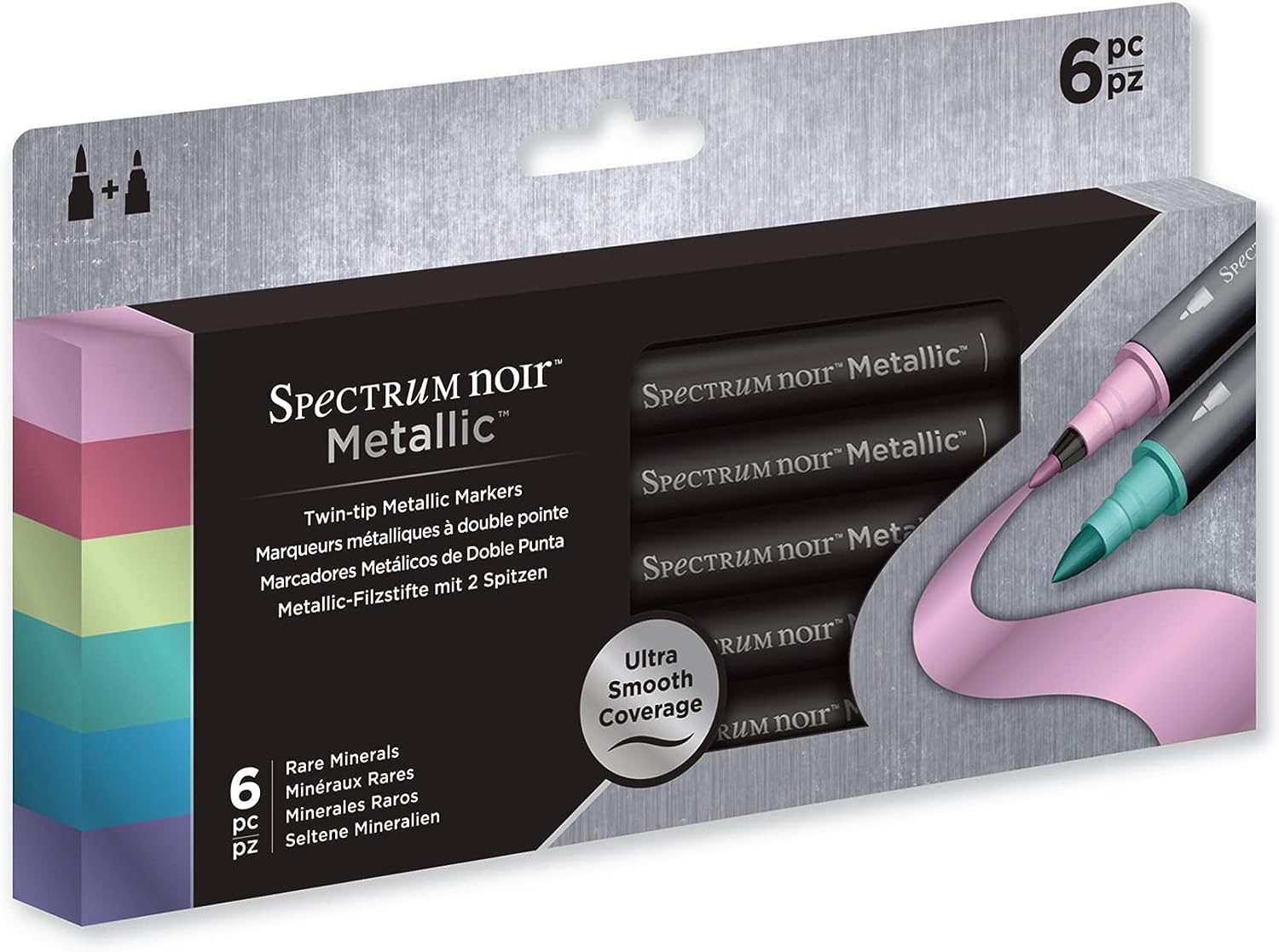 Spectrum Noir SPECN-MM-MIN6 Metallic Metallisch Marker Seltene Mineralien 6 Pack, Plastic, Rare Minerals, 20.8 x 8.4 x 1.4 cm