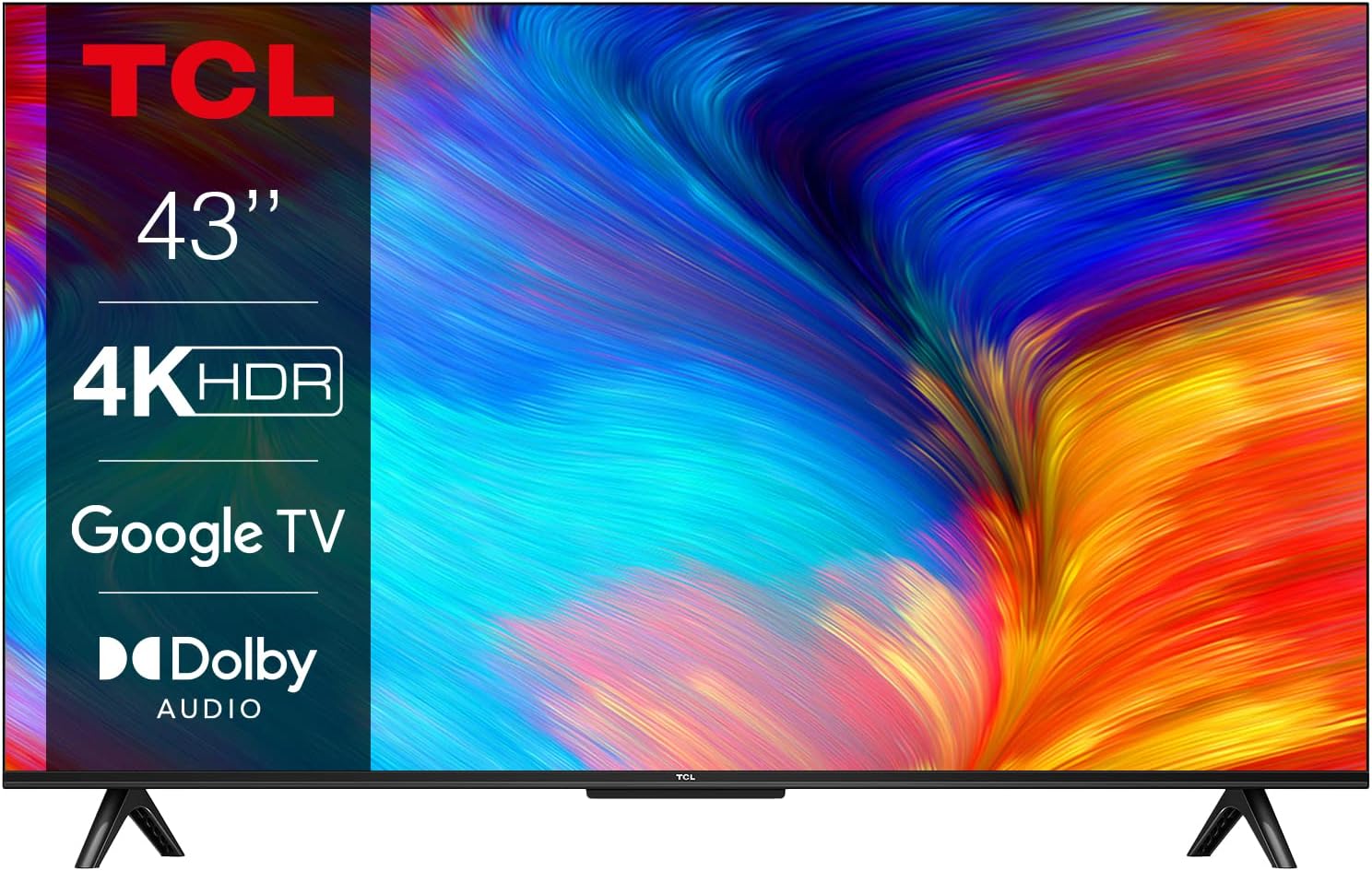 TCL 43P639 43 Zoll (108cm) LED Fernseher, 4K UHD, Smart TV, Google TV, HDR 10, Dynamic Colour Enhancement, 60Hz Motion Clarity, HDMI 2.1, Dolby Audio, Sprachsteuerung, Metallgehäuse, Alexa kompatibel