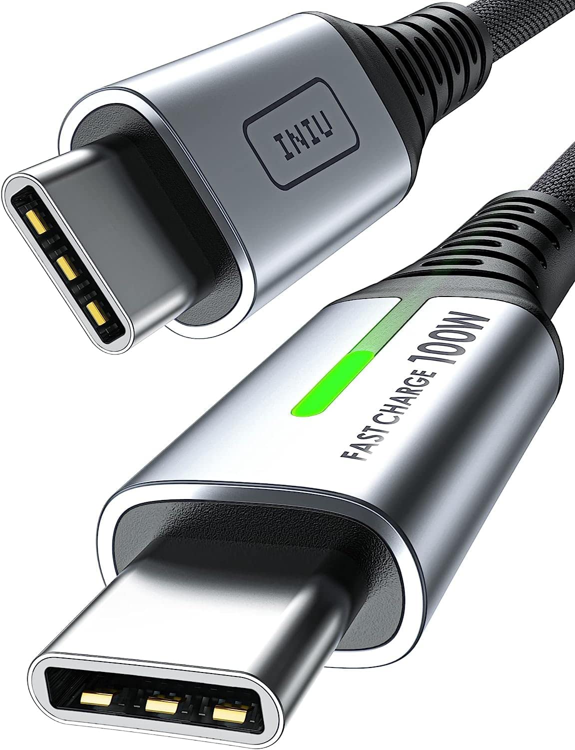 INIU USB C Kabel, 100W [2m] 5A PD QC 4.0 Schnellladekabel USB C auf USB C Kabel, Nylon Geflochten Typ C Datenkabel USB-C Handy Ladegerät für Samsung S21 Note 10 iPad Pro MacBook Tablets LG Google