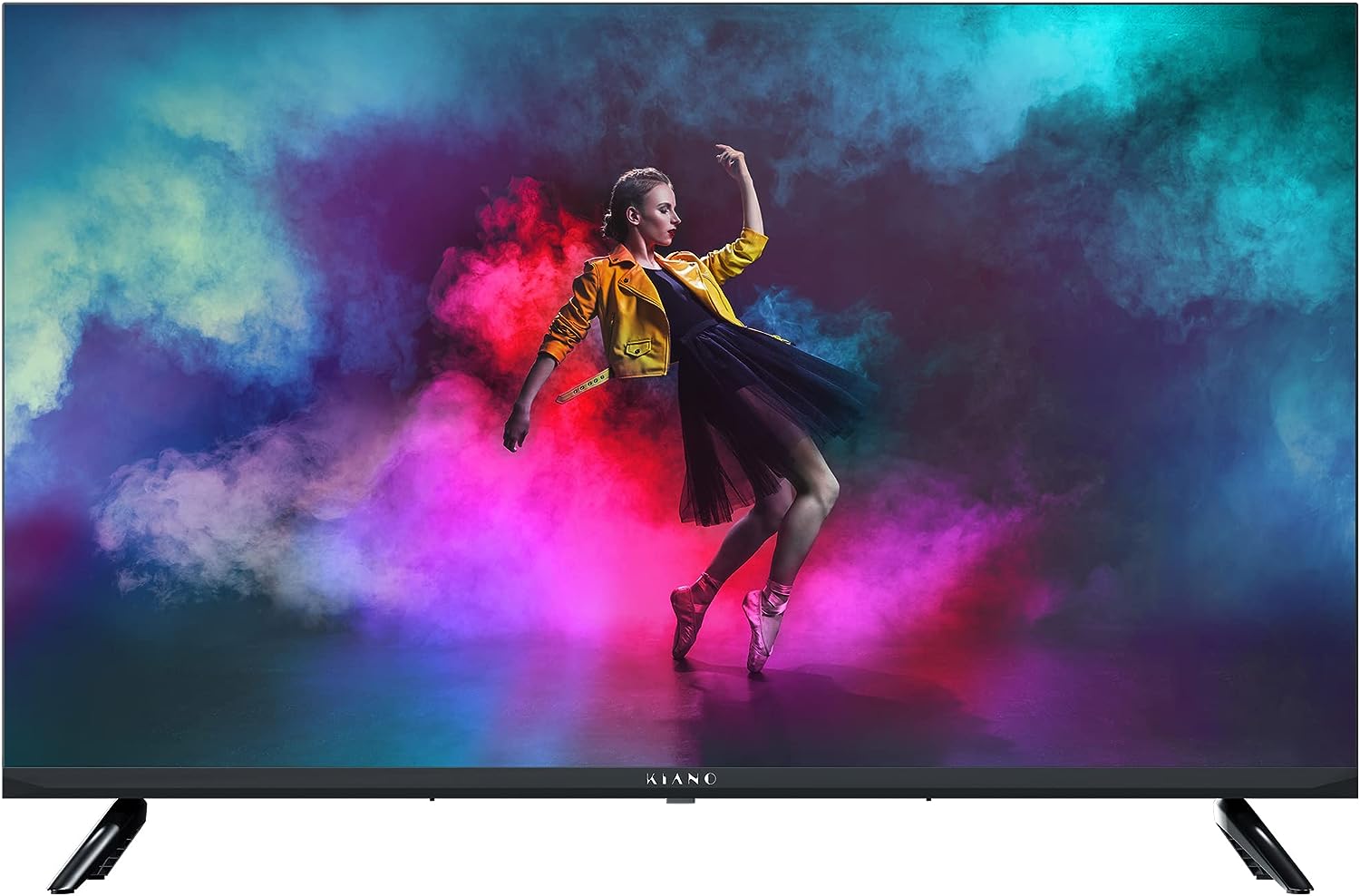 Kiano Elegance TV Smart Fernseher 32" Zoll 80 cm | LED HD Fernseher | Rahmenlos Metall | Android TV Netfilx YouTube | 3 HDMI | Dolby Audio | Triple Tuner DVB-T2 | Schwarz