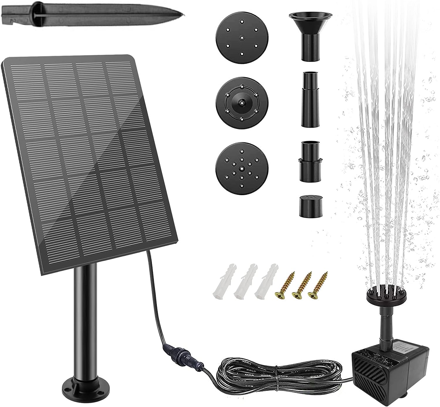 Solar Springbrunnen Für Außen Klein, Teichpumpe Solar 2.5W, Solarbrunnen Für Den Garten, Solarpumpe Für Brunnen Kit DIY Solar Gartenbrunnen Vogeltränke Wasserspiel Garten Balkon Deko Vogelbad