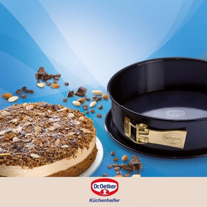 Dr. Oetker Springform Ø 26 cm Back-Liebe Emaille – Inklusive Flach- und Rohrboden – Schnitt- & kratzfestem Emaille-Boden – 26er Kuchenbackform mit extra hohem Rand in Dunkelblau