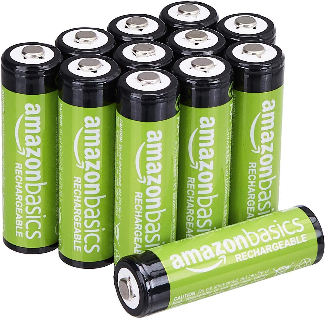 Amazon Basics AA-Batterien, wiederaufladbar, 2000 mAh, 12 Stück, vorgeladen