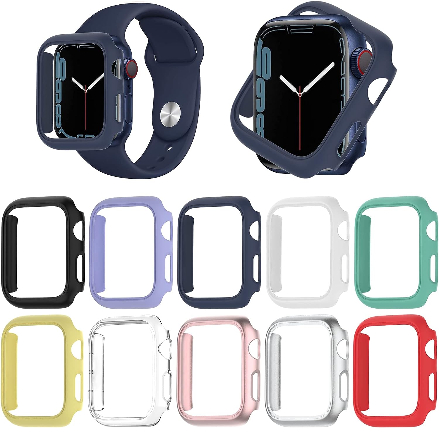 Jvchengxi [10 Stück Matt Hülle Kompatibel mit Apple Watch 41mm Series 8 / Series 7, [Kein Glas Displayschutz] Hart PC Rahmen Schutzhülle Stoßfänger Schutz Case für iWatch Series 8 / Series 7 41mm