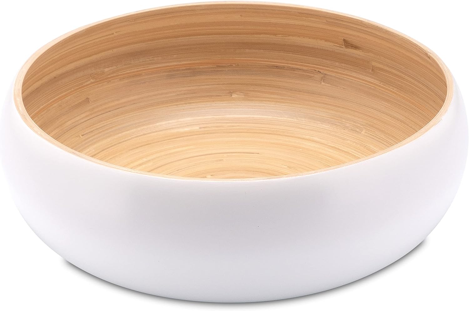 Decorasian Bambusschale groß und rund – Chips Schale bzw. Bowl - Obstschale Bambus hochwertig seidenmatt lackiert – 30cm weiß