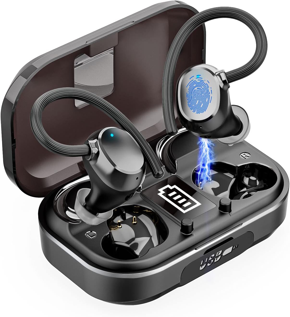 FIFUTWO Bluetooth Kopfhörer, kopfhörer kabellos Bluetooth 5.3 HiFi Stereo, In Ear Kopfhörer mit Noise Cancelling Mic, Wireless Kopfhörer 48Std Spielzeit USB-C Schnelles Aufladen, IP7 Ohrhörer