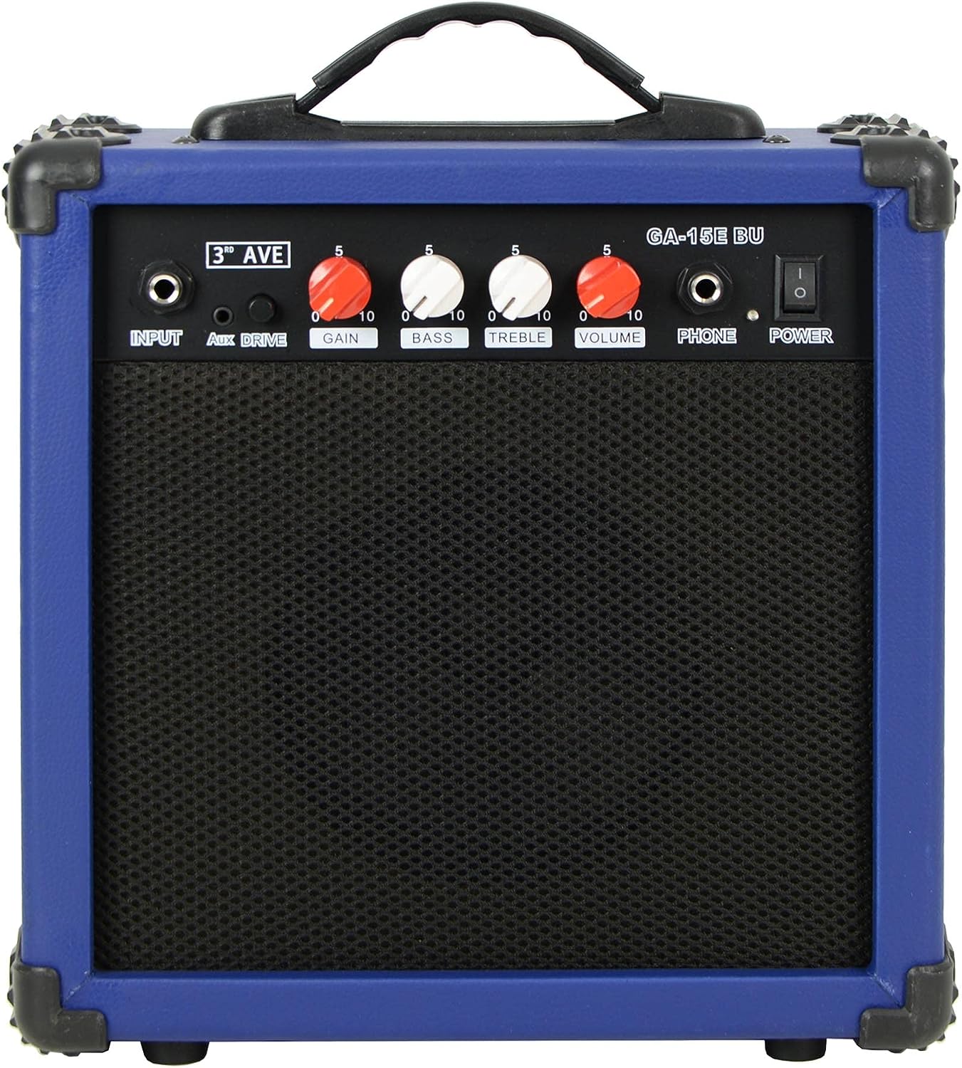 3rd Avenue Gitarrenverstärker 15 W mit Kopfhörerausgang, Overdrive-Schalter, 2-Band-EQ, Klang-/Gain-Poti – Tragbar und kompakt – in Blau