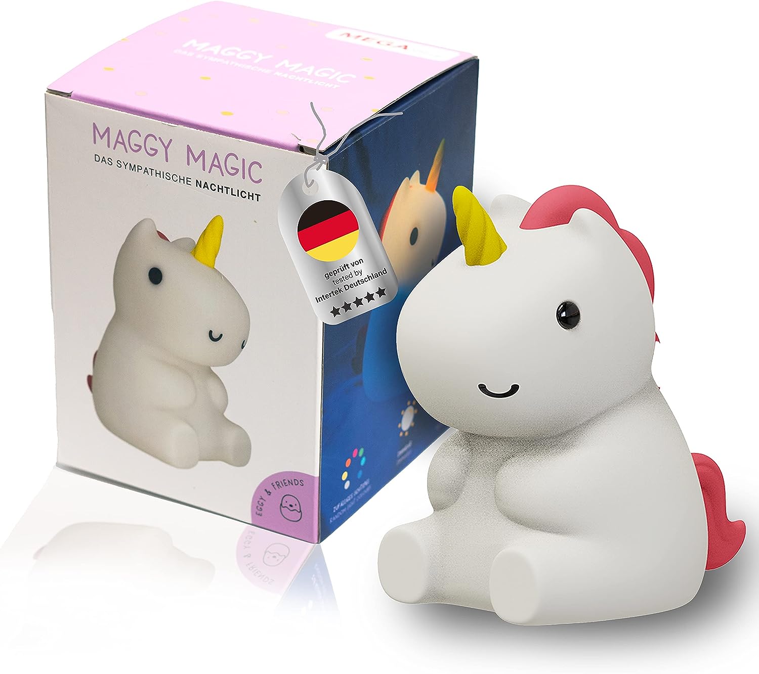 MegaLight LED Nachtlicht Kinder RGB Farbwechsel | Nachtlicht Baby ohne verschluckbare Kleinteile | Stilllicht dimmbar Timer | Nachtlicht Einhorn mit Touch USB | Maggy Magic