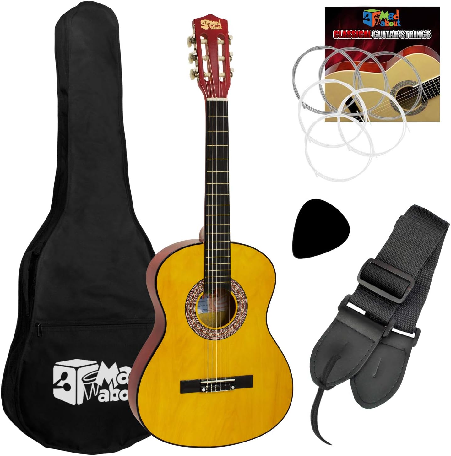 Mad About CLG1-14-PACK Set Klassische Spanische Gitarre, 1/4 Größe, für Kinder - jetzt mit kostenlosem Unterricht für 6 Monate