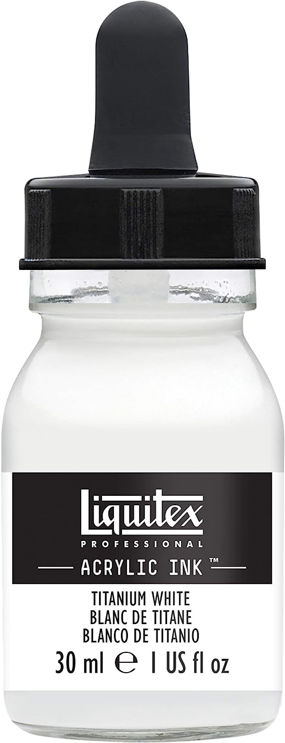 Liquitex 4260432 flüssige Professional Acrylfarben - Ink, Tusche, 30 ml, hochpigmentierte Airbrushfarbe, titanweiß