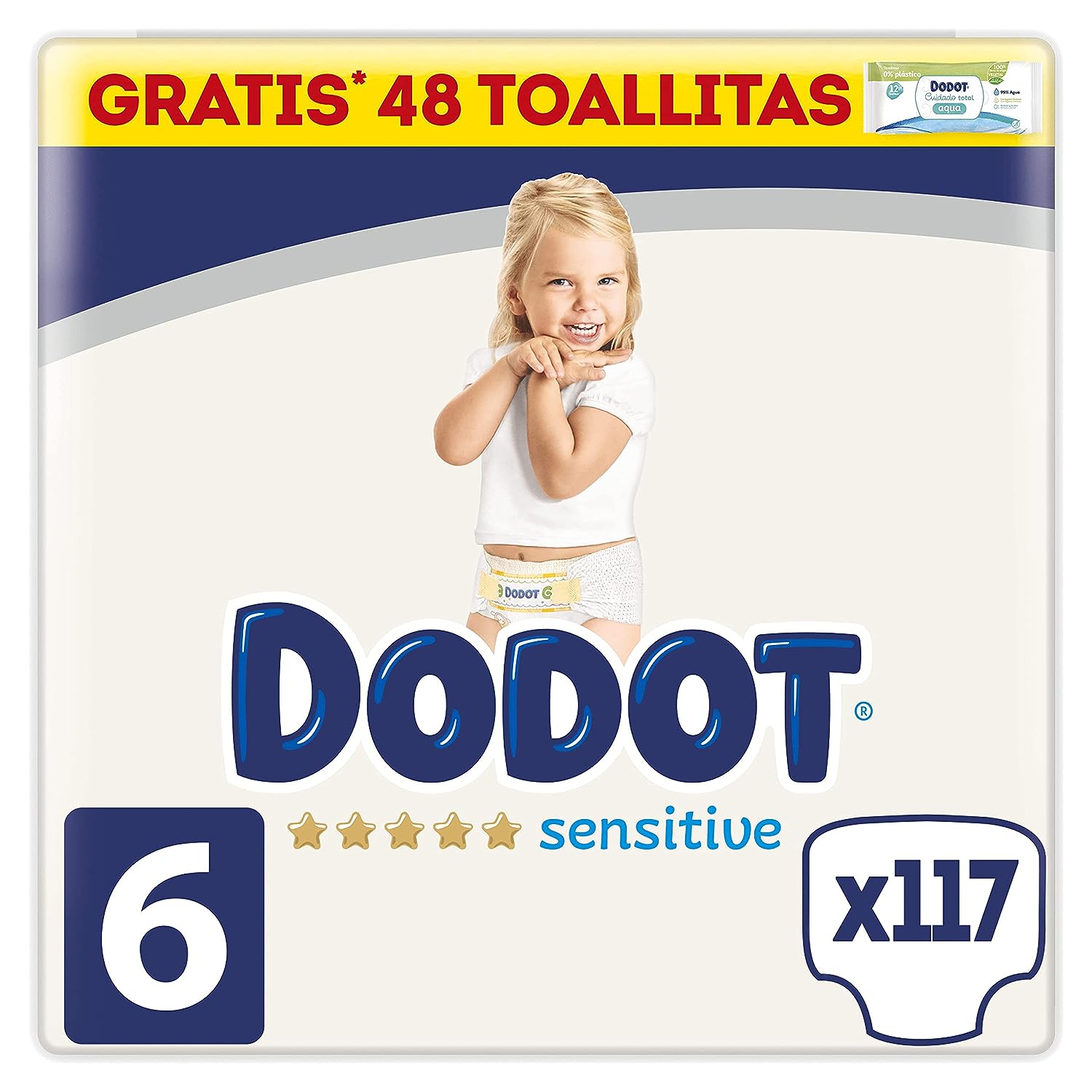 Dodot Baby Sensitive Windeln, Größe 6 (+13 kg), 117 Windeln, optimaler Hautschutz, Monatspackung