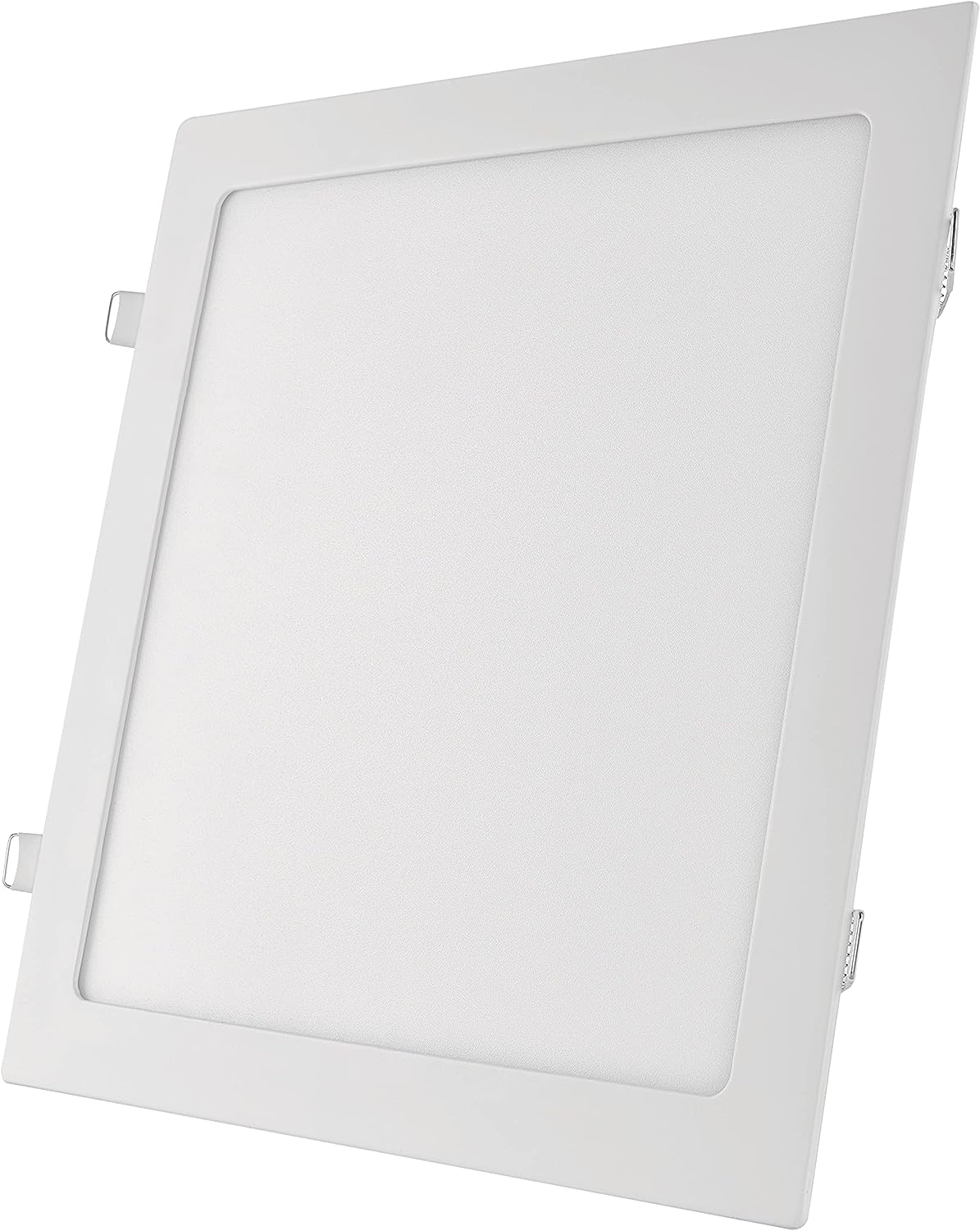 EMOS LED Panel 25 W, quadratische 2100 lm Einbauleuchte, Deckenleuchte in Weiß mit Durchmesser 30 cm, extra flach, Einbautiefe 2,1 cm, Lichtfarbe neutralweiß 4000 K, inkl. LED-Treiber