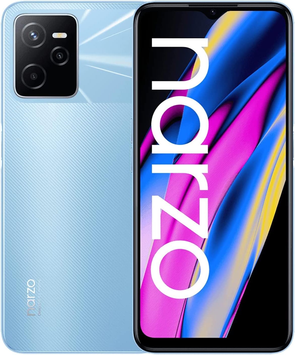 realme Narzo 50A Prime-4+64GB Smartphone 16,7 cm (6,6'') FHD+-Vollbildschirm, 50 MP KI-Dreifach-Kamera, Starker 5000-mAh-Akku, Starker Unisoc T612-Prozessor, Flash Blue, ohne Netzteil, one Size