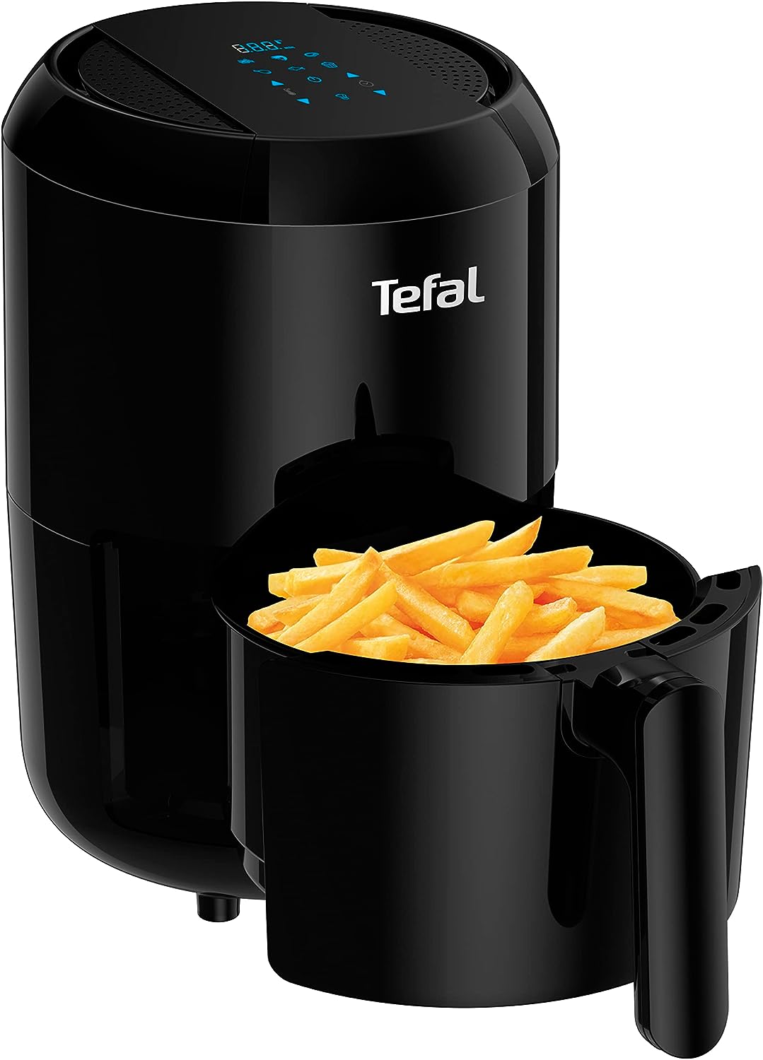 Tefal EY3018 Heißluftfritteuse Easy Fry Compact | Air Fryer für 1-2 Personen | Kapazität: 1,6 L | 6 automatische Programme | Digitales Display | energiesparend | gesunde Friteuse ohne Öl | Schwarz