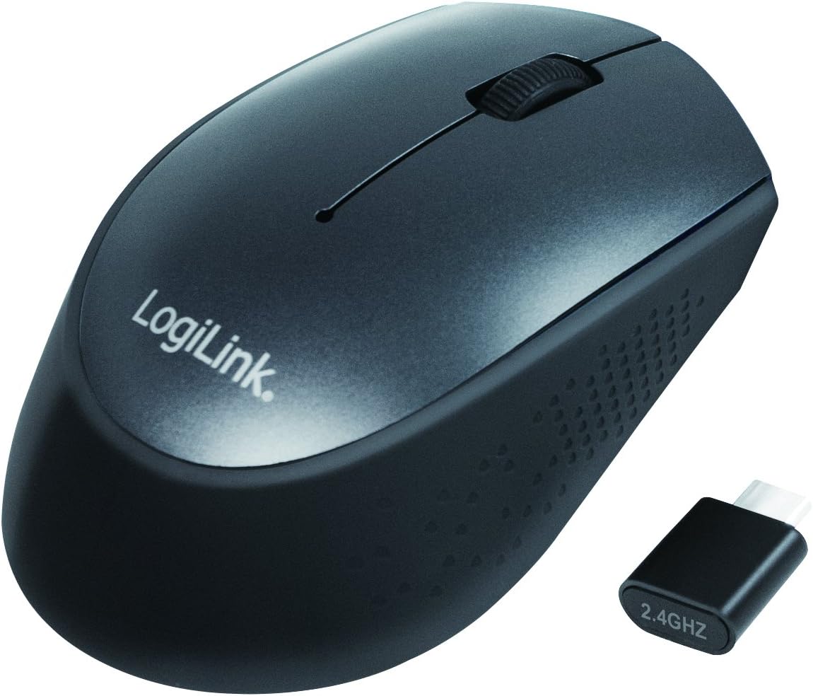 LogiLink ID0160 Kabellose USB-C Funk Maus, 2.4 GHz mit Autolink Technologie schwarz