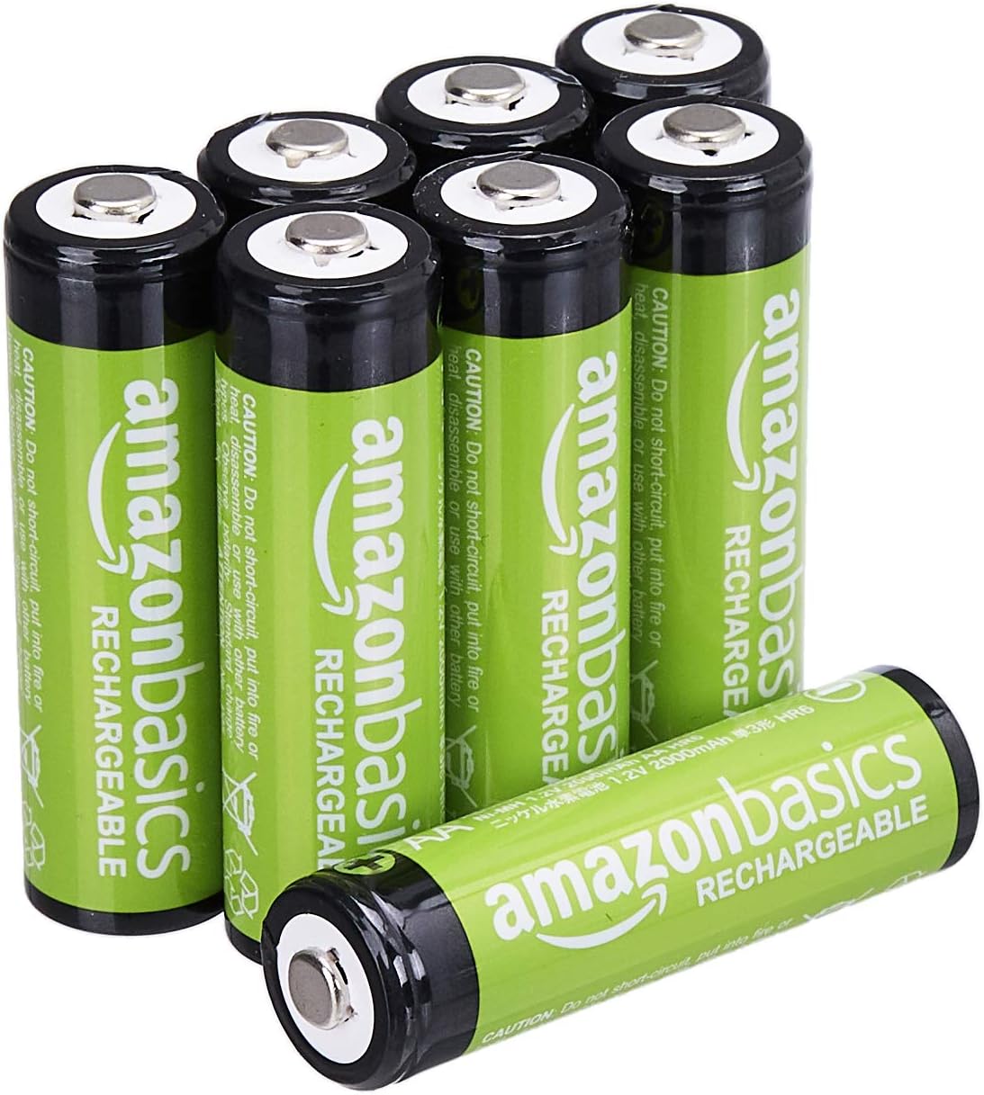 Amazon Basics AA-Batterien, wiederaufladbar, vorgeladen, 8 Stück (Aussehen kann variieren)