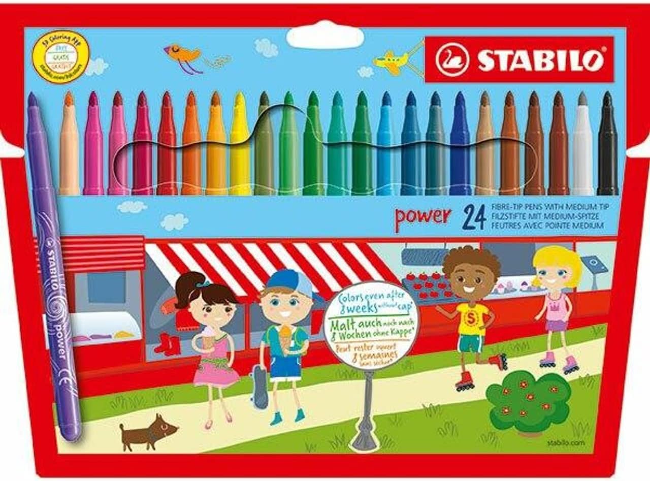 Filzstift - STABILO power - 24er Pack - mit 24 verschiedenen Farben