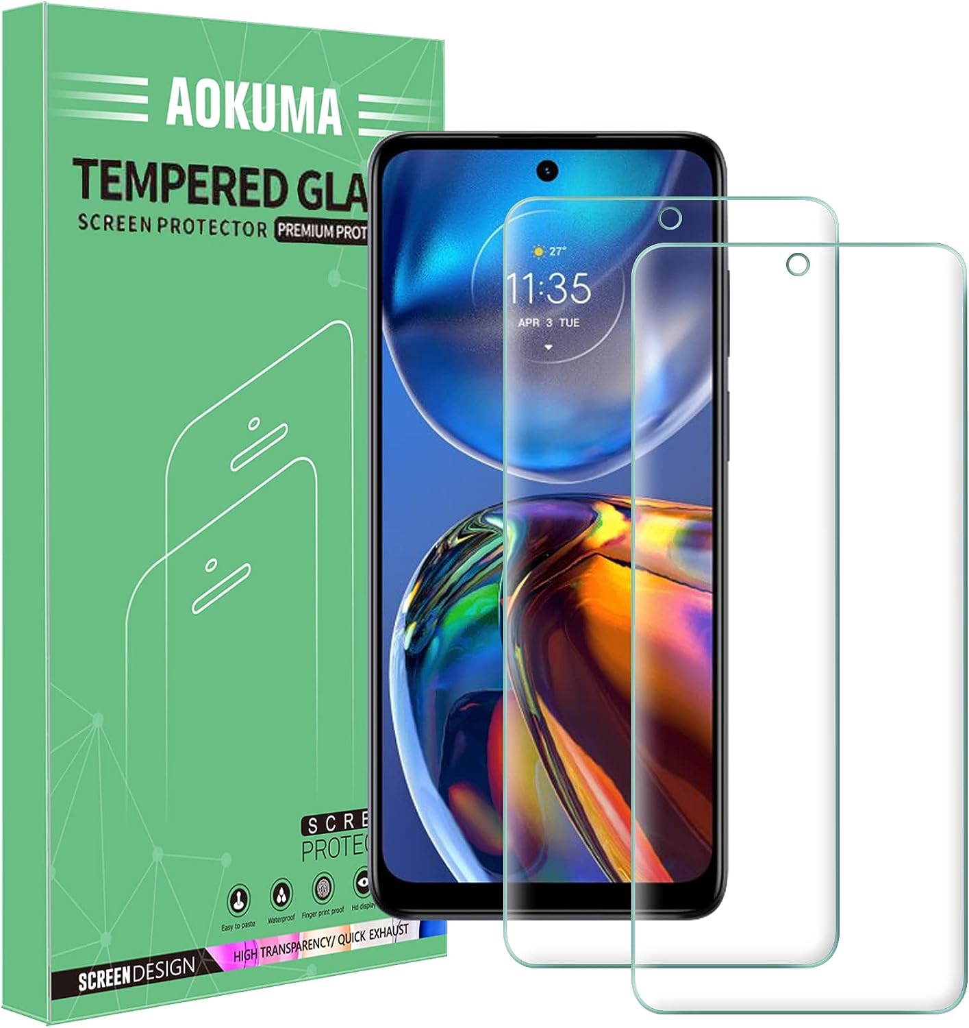 AOKUMA für Motorola Moto E32/E32S Schutzfolie, 【2 Stücke】 Glas kompatibel mit Motorola Moto E32/E32S Schutzfolie, Premium Glasfolie mit 9H Härte, Anti Kratzer, Splitterfest,Anti-Öl,Anti-Bläschen