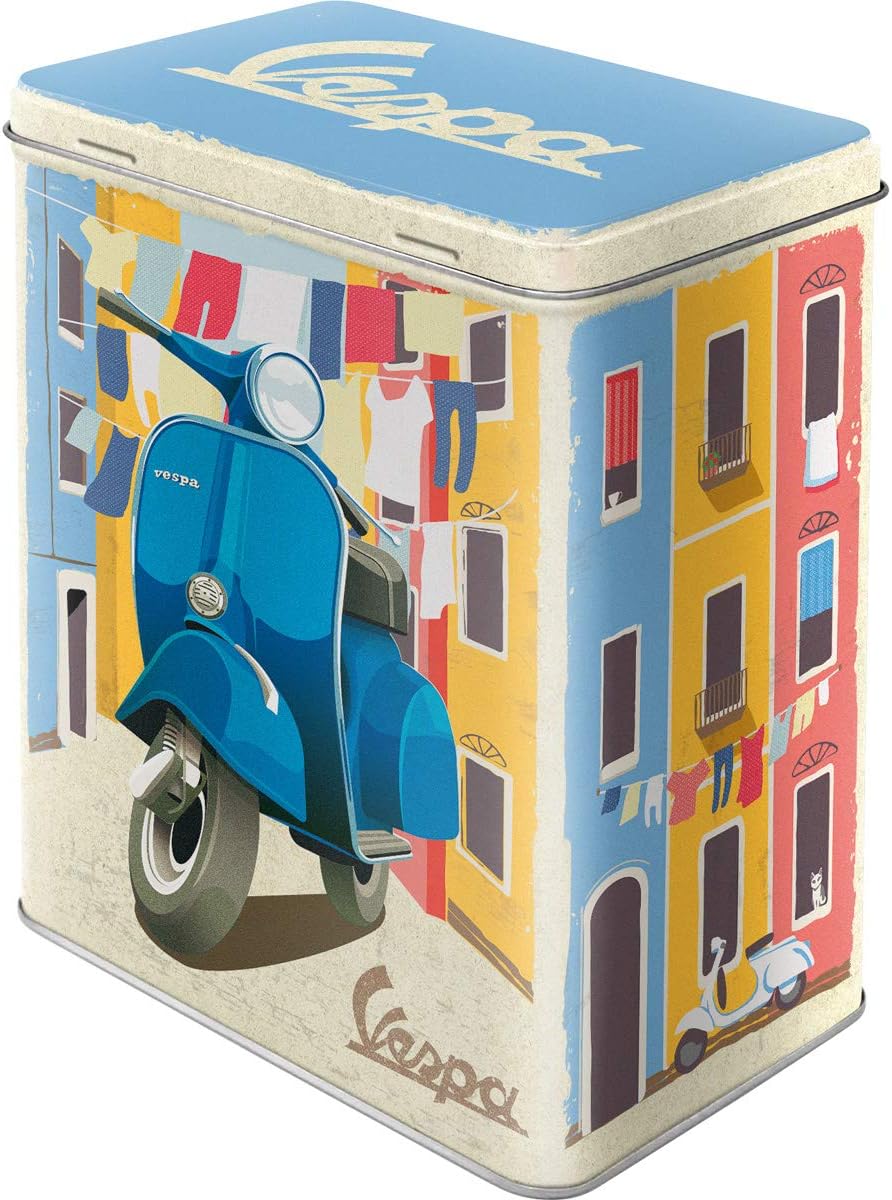 Nostalgic-Art Retro Vorratsdose L, Vespa – Italian Laundry – Geschenk-Idee für Roller-Fans, Große Waschmittel-Dose aus Blech, Vintage-Design, 3 l