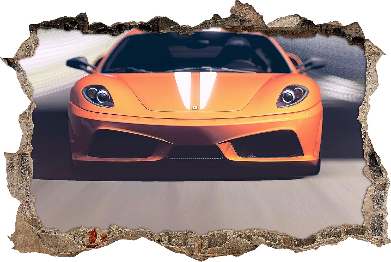 Pixxprint 3D_WD_S1649_92x62 oranger eleganter Lamborghini Wanddurchbruch 3D Wandtattoo, Vinyl, bunt, 92 x 62 x 0,02 cm