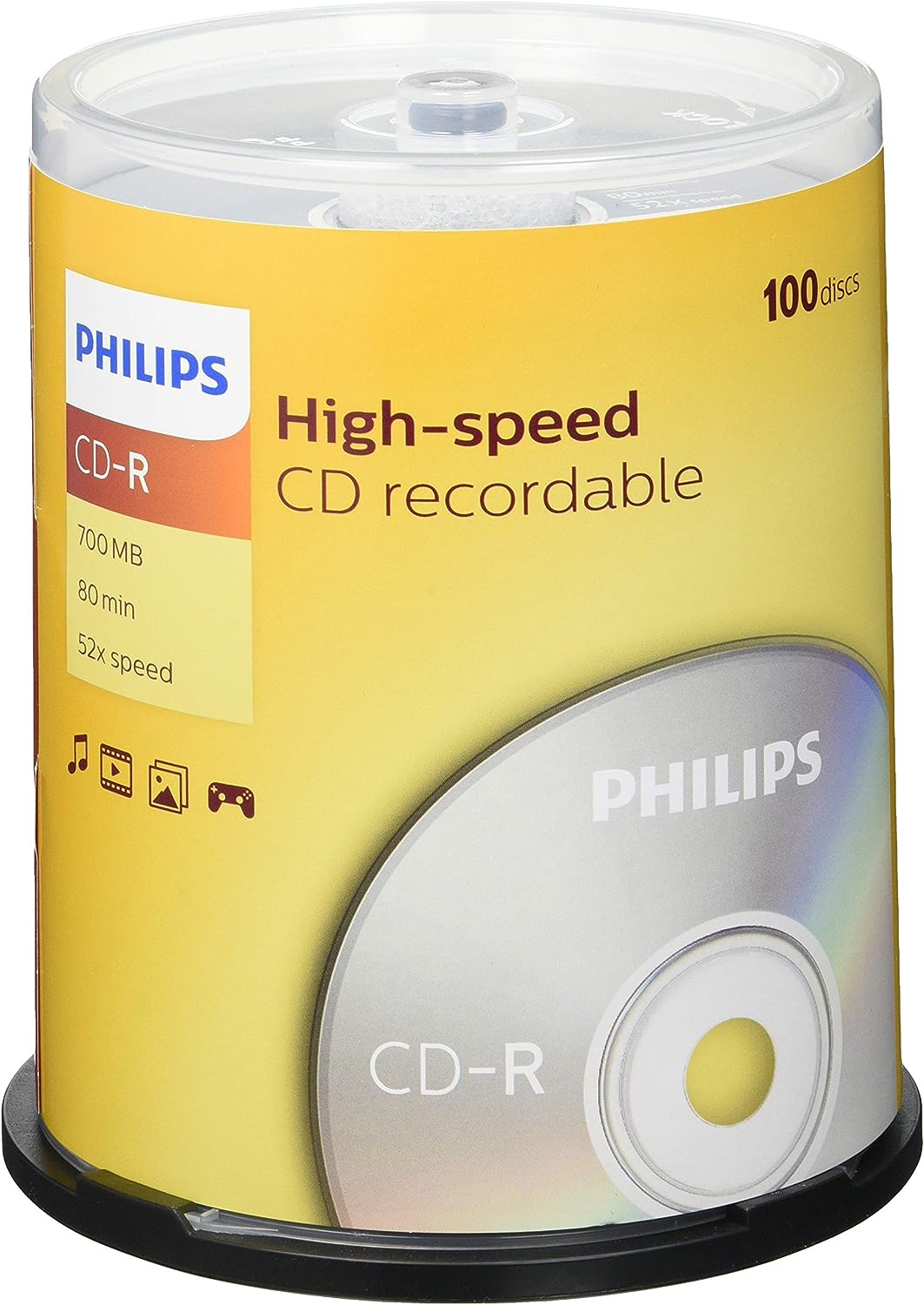 PHILIPS CD-R Rohlinge (700 MB Data/ 80 Minuten, 52x High Speed Aufnahme, 100er Spindel)