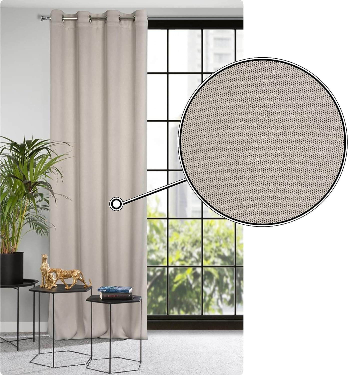 Eurofirany Carlo Schwer 340 g/m2 Blackout Vorhang mit Ösen 1 STK. Thermovorhang Blickdicht Wärmeisolierender Kälteschutz Verdunklungsgardine Abdunkeln Wohnzimmer Schlafzimmer 135x250 cm, Beige, 386925