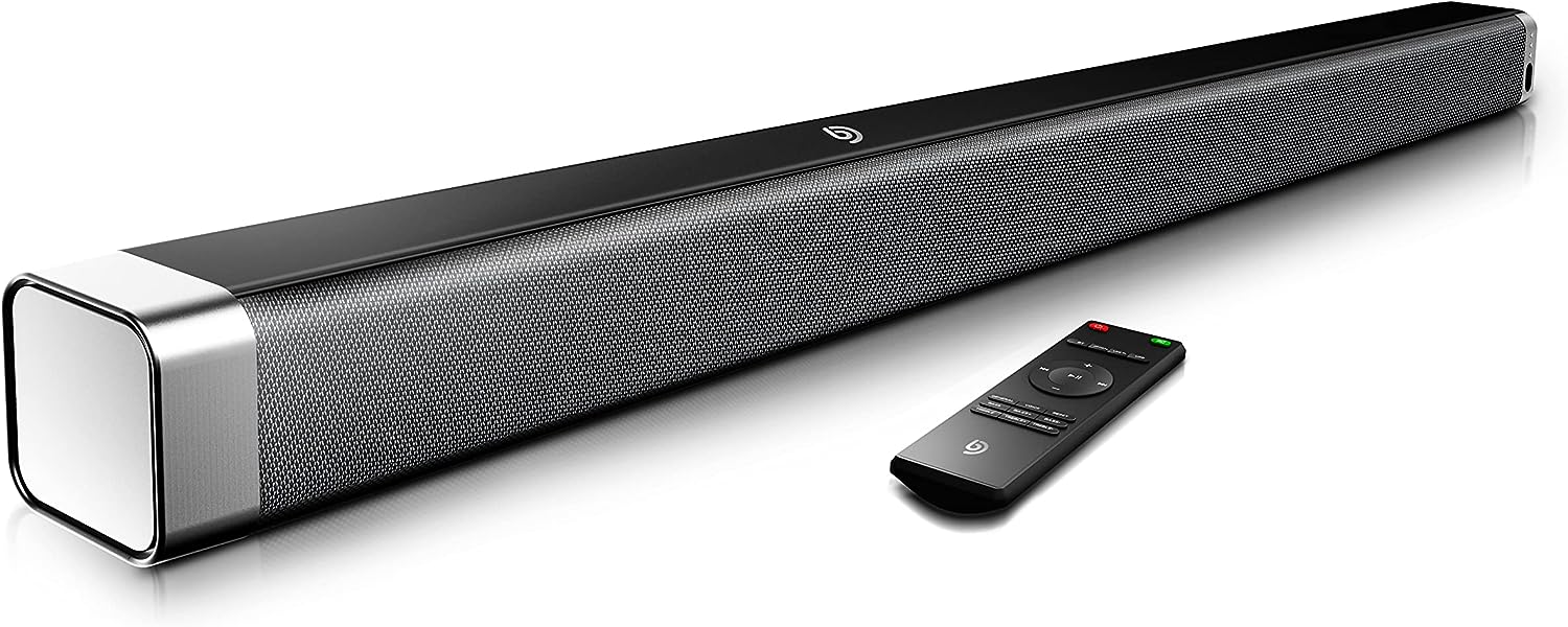 Soundbar 2.0 Kanal für tv gerät, 120 dB 37 Zoll Lautsprecher Bluetooth 5.0 mit integriertem Bass, DSP für TV (mit AUX, USB, optischer Anschluss) -Party