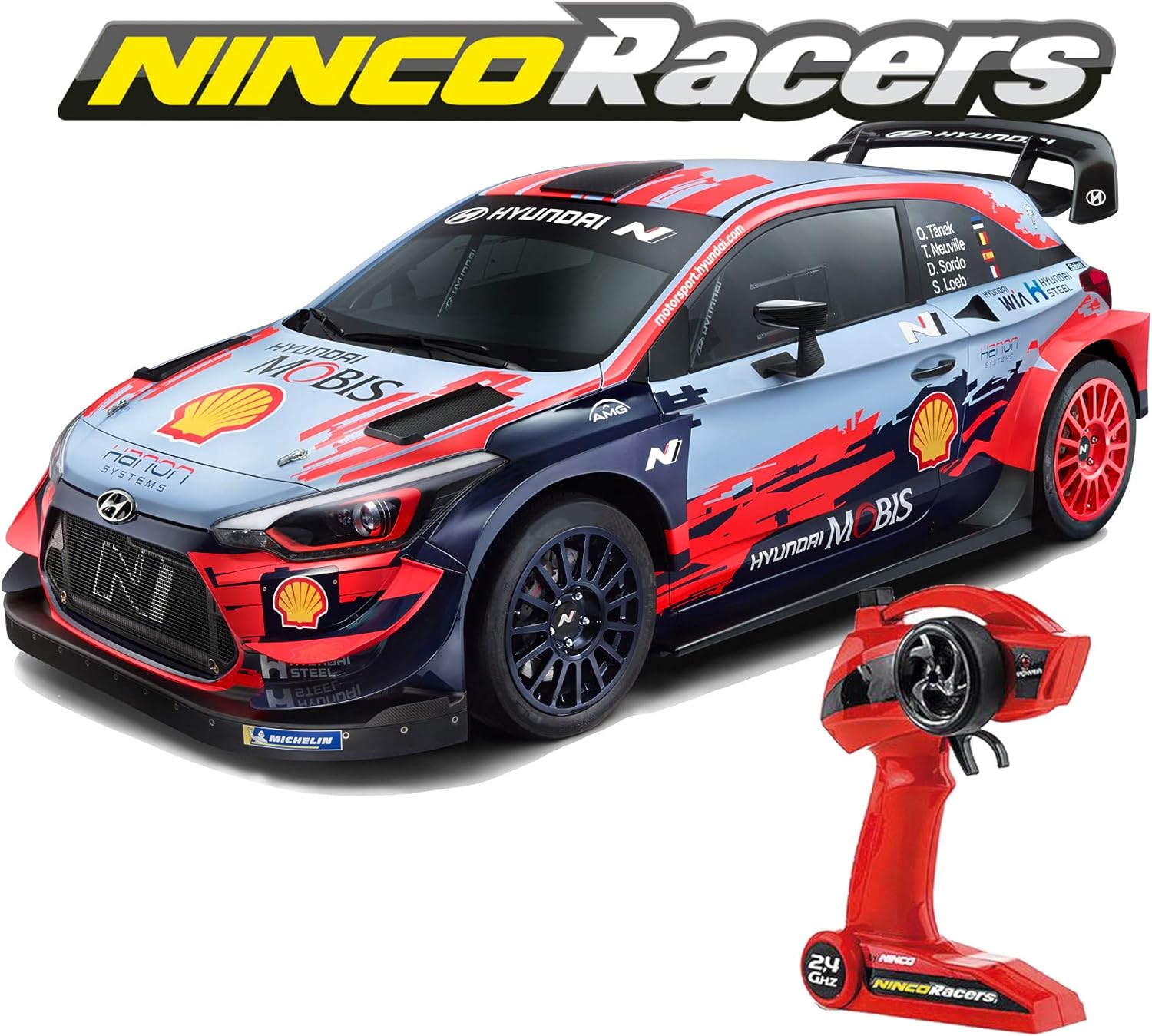 NincoRacers - Funkgesteuertes Auto mit 500 mAh Li-Ion Akku und Ladegerät enthalten. Hyundai i20 WRC : Maßstab 1/10. Ab 6 Jahren (NH93163)