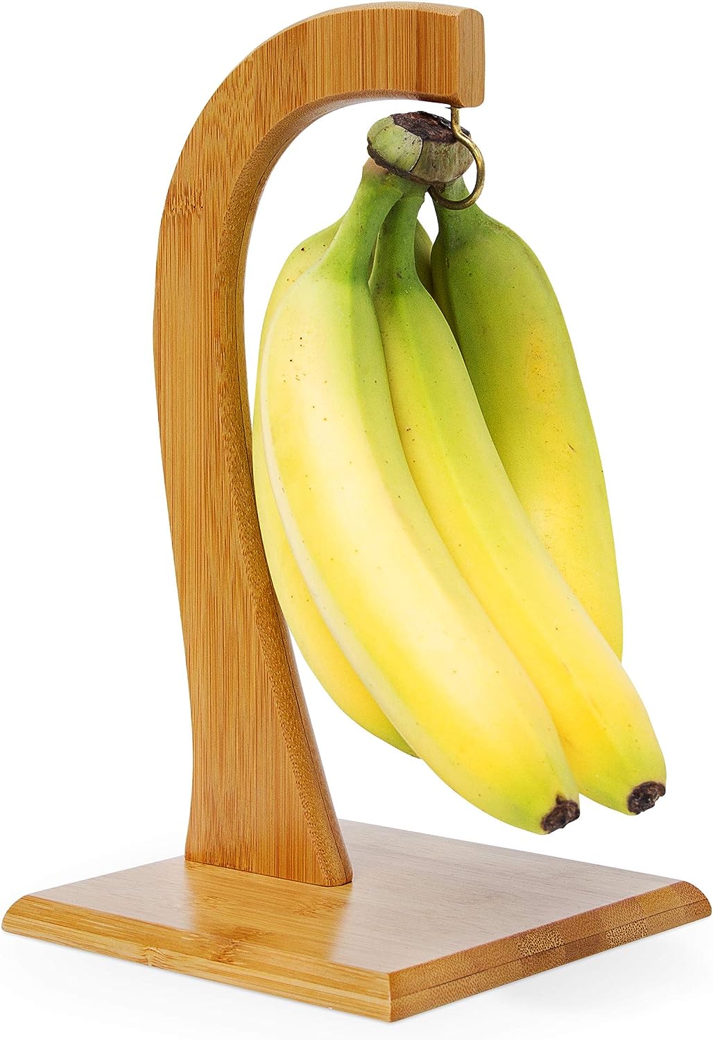 Relaxdays Bananenhalter SHELDON HBT 28,5 x 16 x 16 cm dekorativer Bananenständer aus Bambus für die Küche zum Aufhängen von Bananen, Weintrauben, Tomaten und anderem Obst stabiler Obstständer, natur