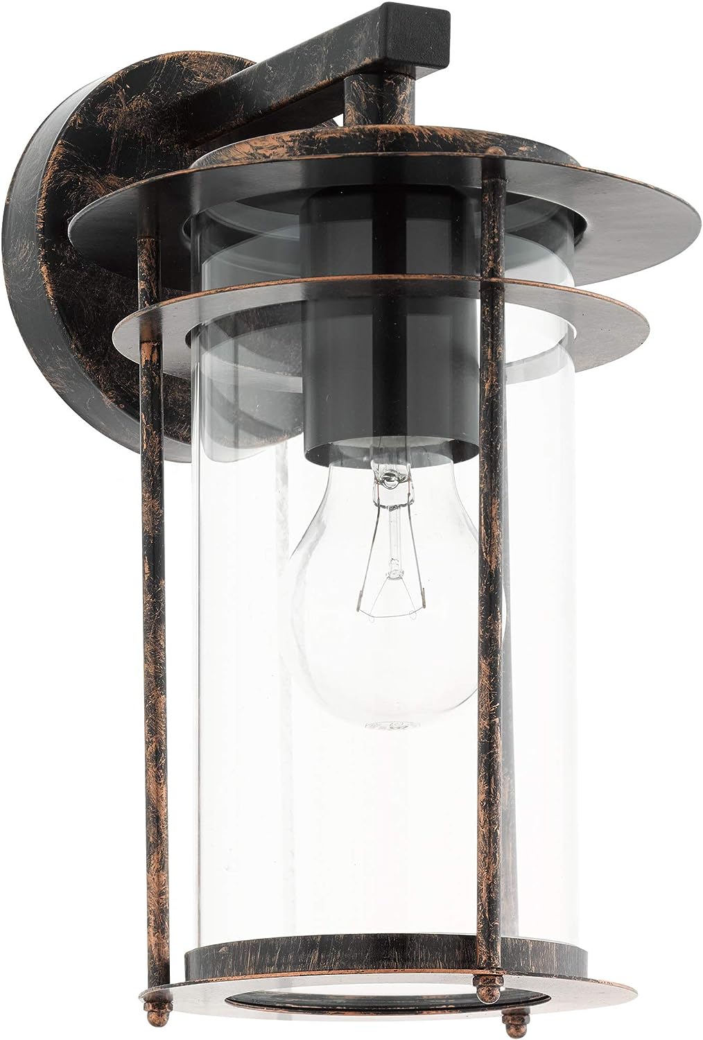 EGLO Außen-Wandlampe Valdeo, 1 flammige Außenleuchte, Wandleuchte aus verzinktem Stahl, Farbe: Kupferfarben-antik, Glas: klar, Fassung: E27, IP44