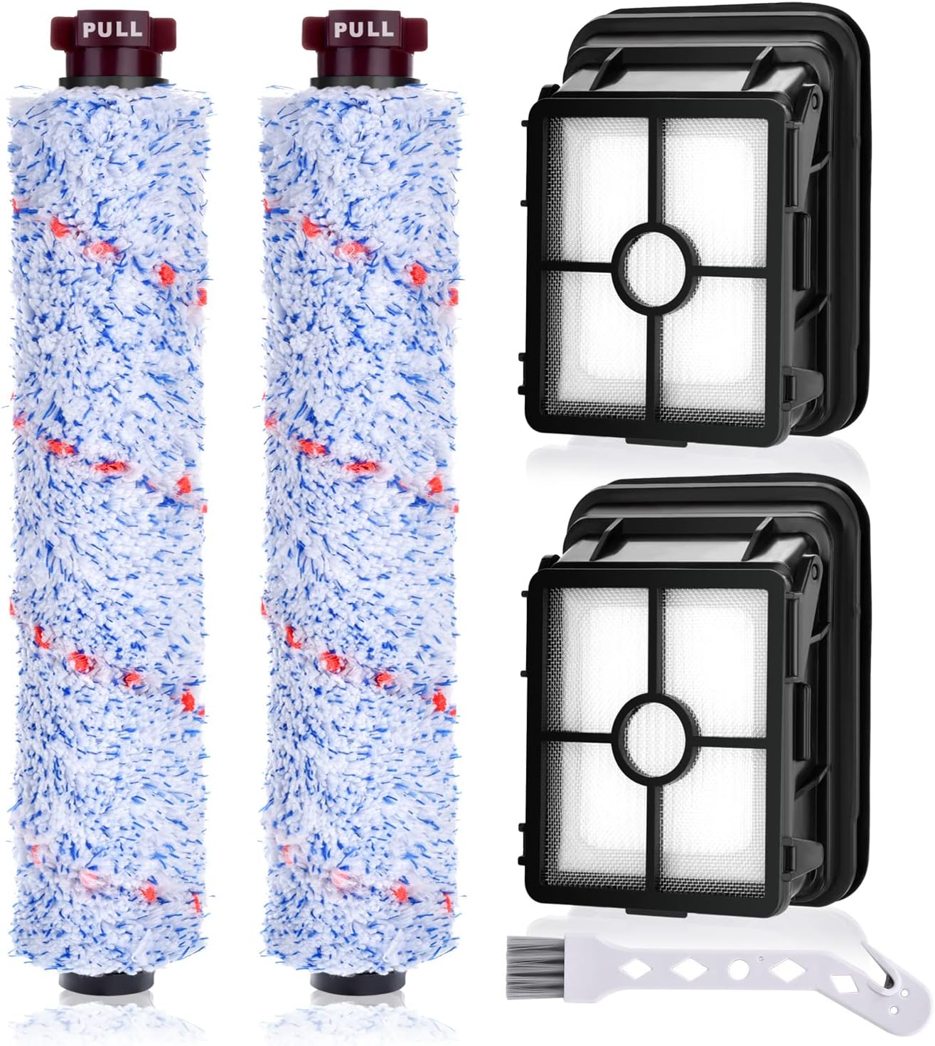 Rebirthcare 2 Stück 1866F Ersatzfilter und 2 Stück Multiflächen-Bürstenrolle Haustier für Bissell 17132 Crosswave 3-in-1 Nass- & Trockensauger und Crosswave 2225N Pet Pro 2582N (Bis-Multi Surface-3)