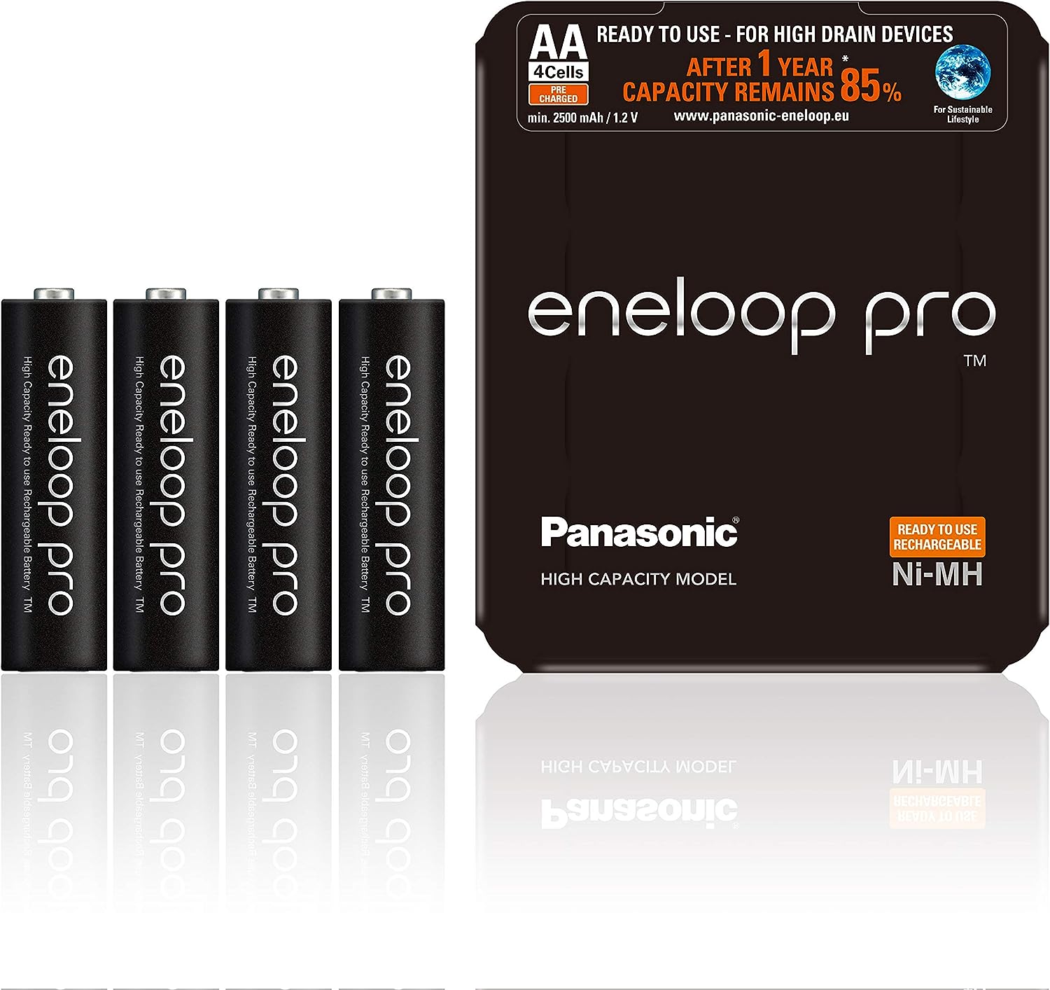 Panasonic eneloop pro, Ready-to-Use Ni-MH Akku, AA Mignon, 4er Pack, Storage Case, min. 2500 mAh, 500 Ladezyklen, starke Leistung, wiederaufladbare Akku Batterie