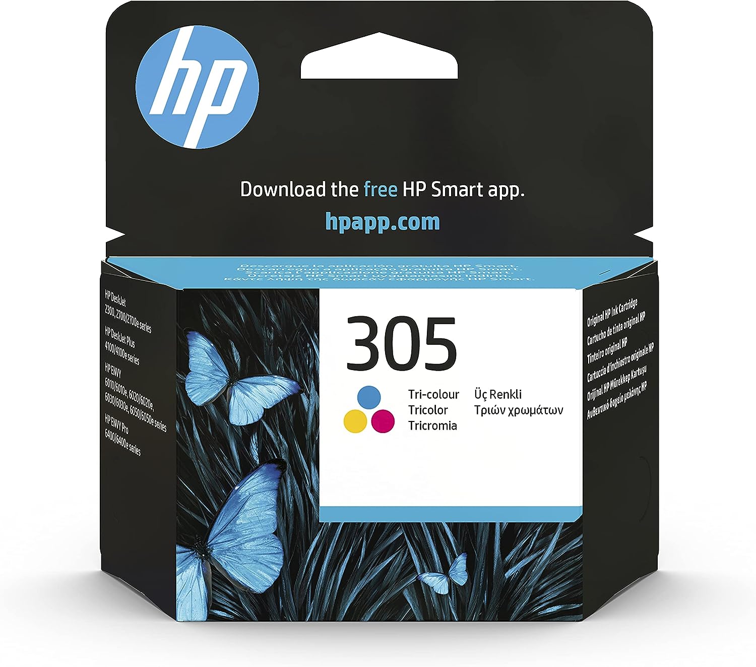 HP 305 3YM60AE, Tricolor, Cartucho de Tinta Original, Compatible con impresoras de inyección de Tinta HP DeskJet 2700, 2730, 4100, 4134; Envy Serie 6020, 6030, 6420, 6430, Normal