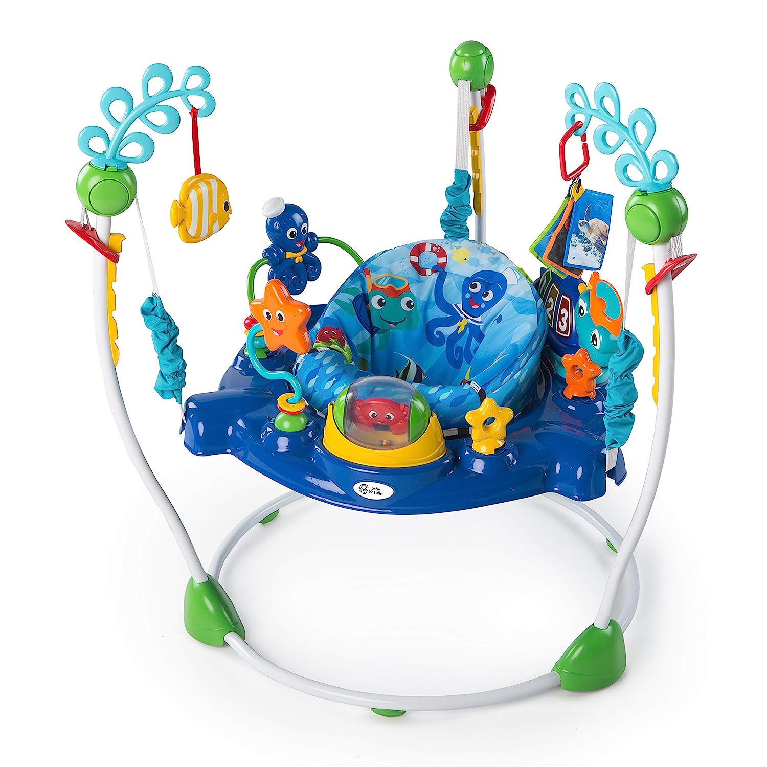 Baby Einstein, Neptune's Ocean Discovery Spring- und Spielcenter mit abnehmbare Spielzeuge, 360° drehba Hopser, Höhenverstellbar, Spricht 3 Sprachen, Babyspielzeug ab 6 Monaten