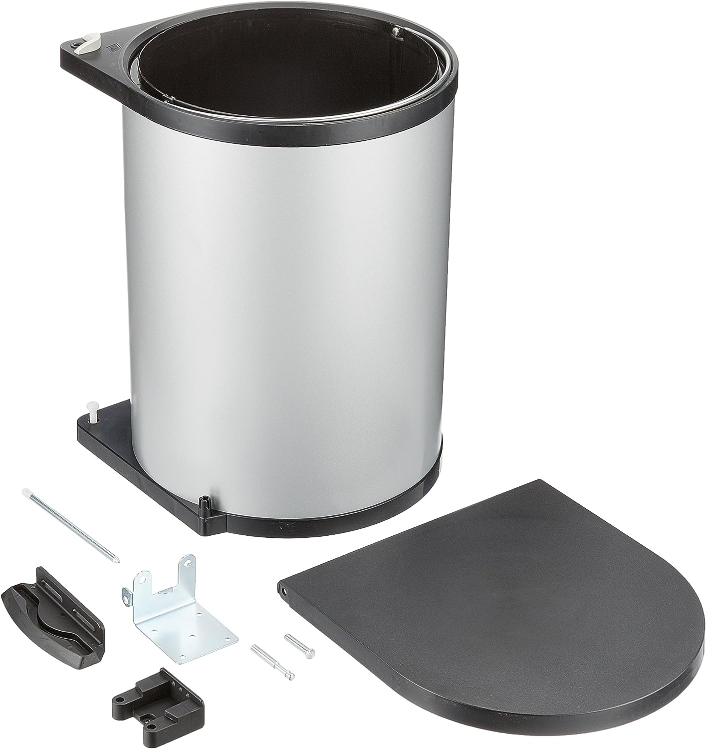 Wesco Mülleimer für Küche Abfalleimer mit Deckel Metall Silber, 34 x 47 x 28,5