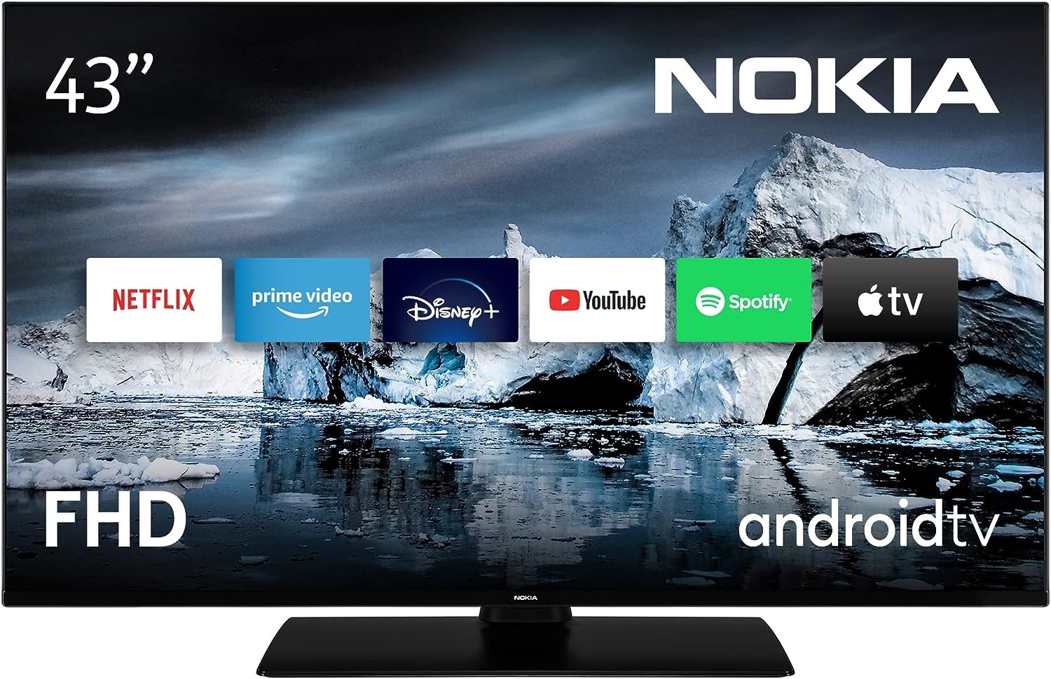 Nokia 43 Zoll (108cm) Full HD Fernseher Smart Android TV (LED, WLAN, HDR, Triple Tuner DVB-C/S2/T2, Google Play Store inkl. Sprachassistent, Netflix, YouTube, Prime Video, Disney+) -FNE43GV210 - 2022